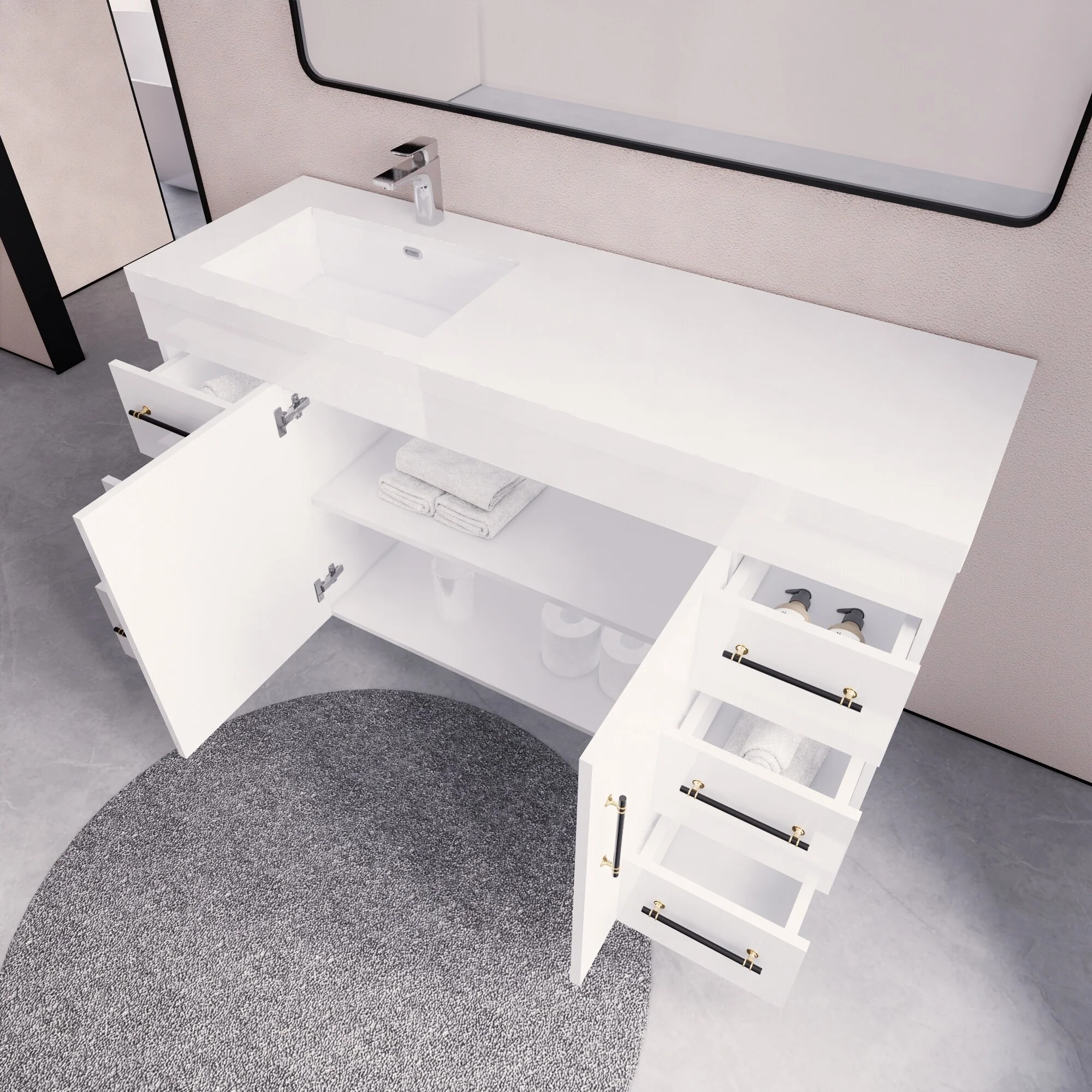 Eliza 60'' Freestanding Vanity with Single Sink on the Left