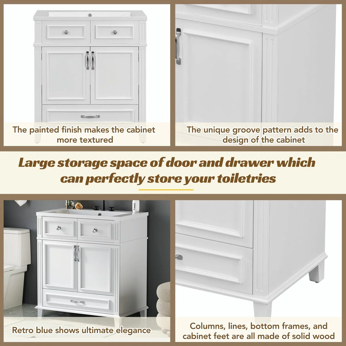 30'' Solid Wood Bathroom Vanity with sink