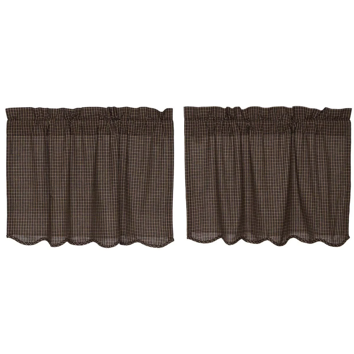 Primitive Kitchen Curtains Kettle Grove Plaid Tier Pair Rod Pocket