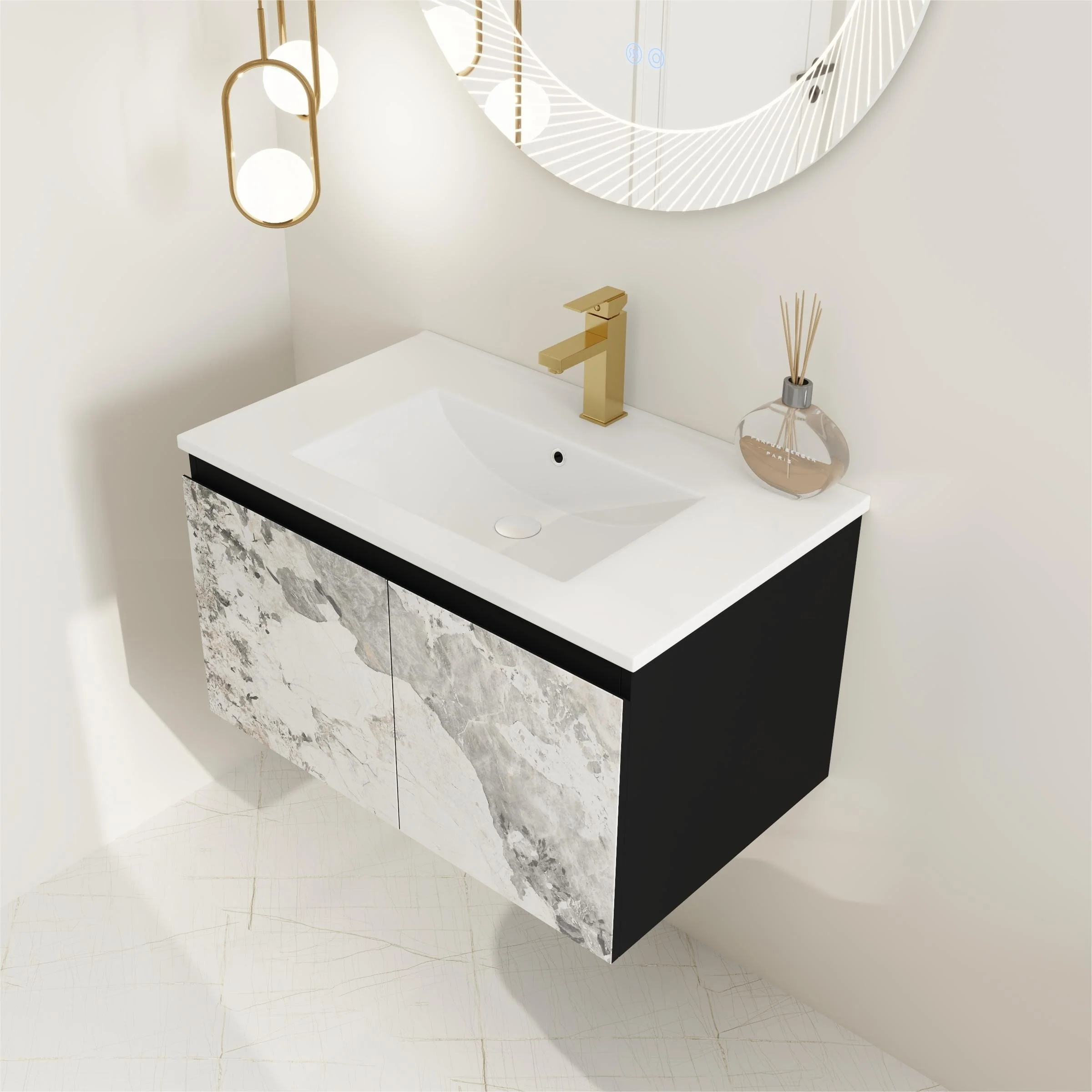 BNK 24/30/48 Inch Double Sink Bathroom Vanity with Soft Close Door