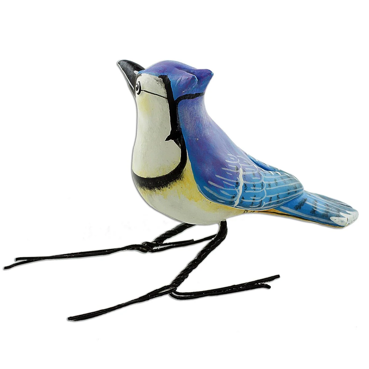 Novica Handmade Blue Jay Ceramic Figurine