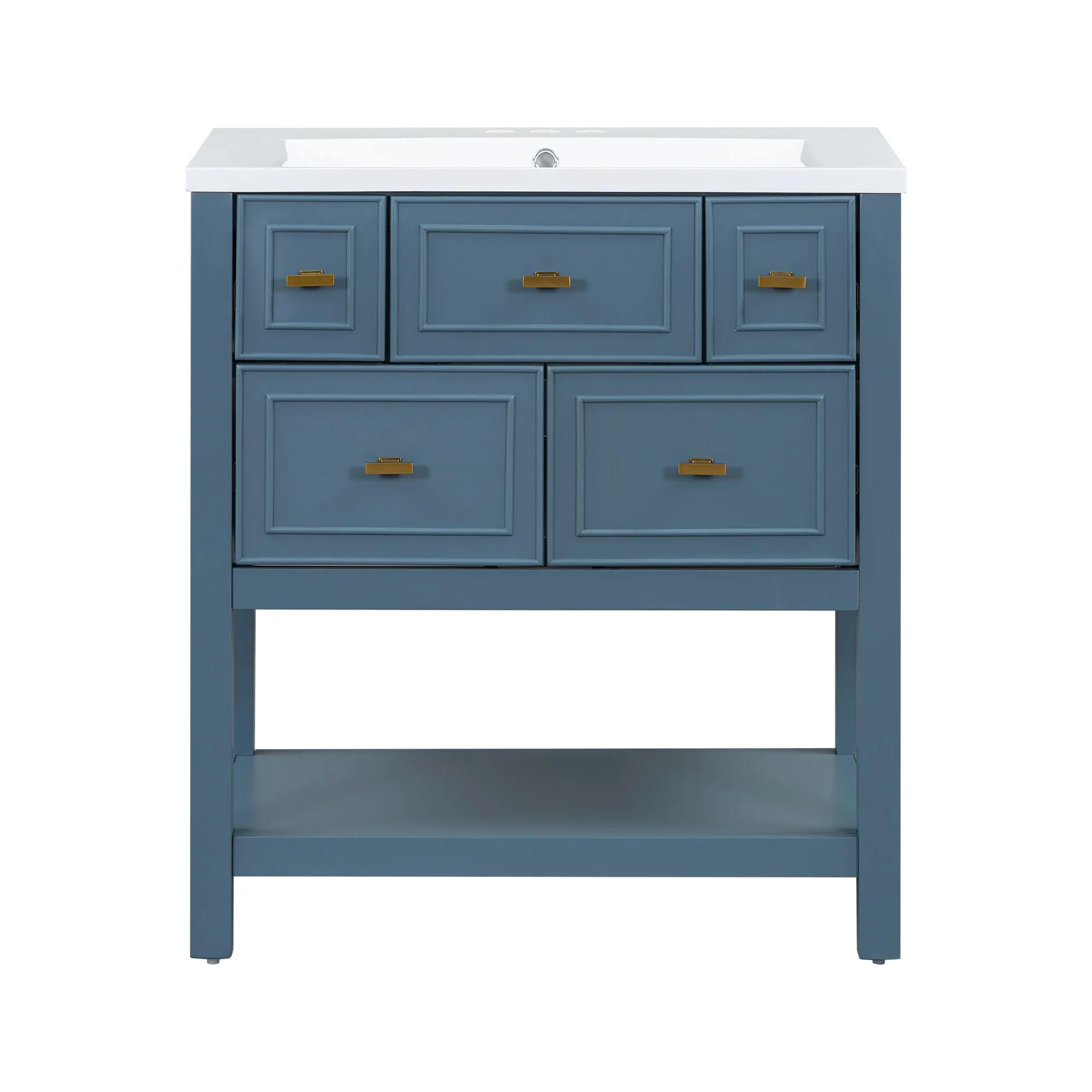 Free Standing Single Bathroom Vanity with 5 Drawers Bathroom Storage Cabinet