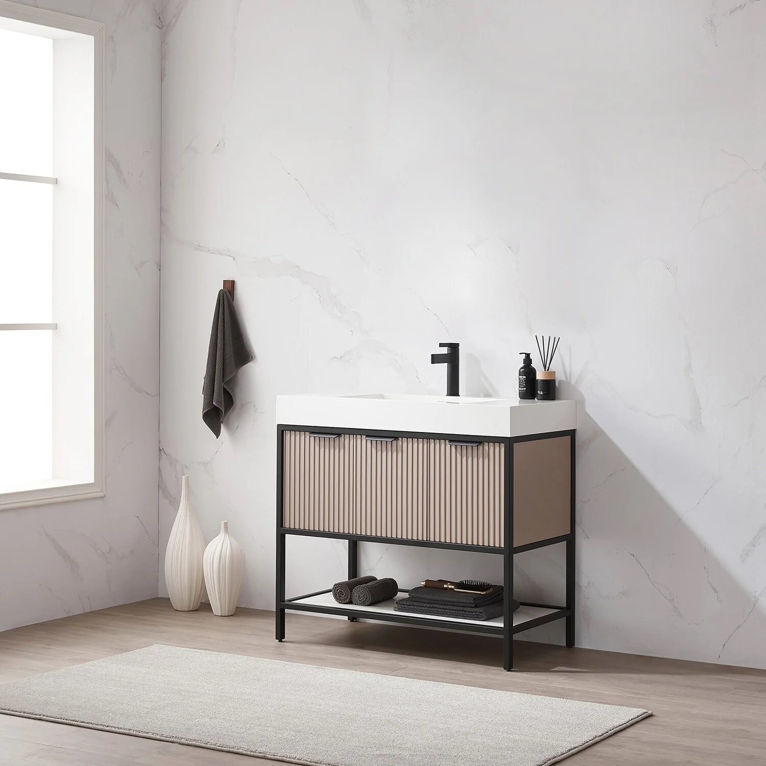 Marcilla 36 in. Single Sink Bath Vanity with Stone Sink Top