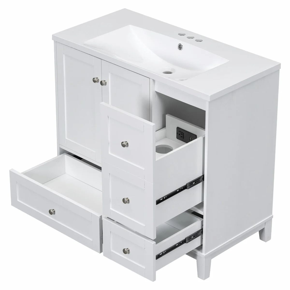 Modern 36-Inch Bathroom Vanity with Resin Sink and Ample Storage