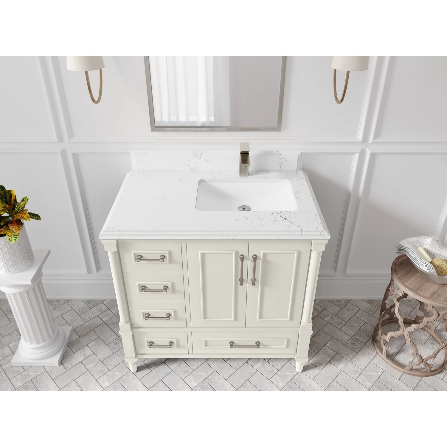 Willow Collections 36 in. W x 22 in. D Aberdeen Right Offset Sink Bathroom Vanity with Countertop