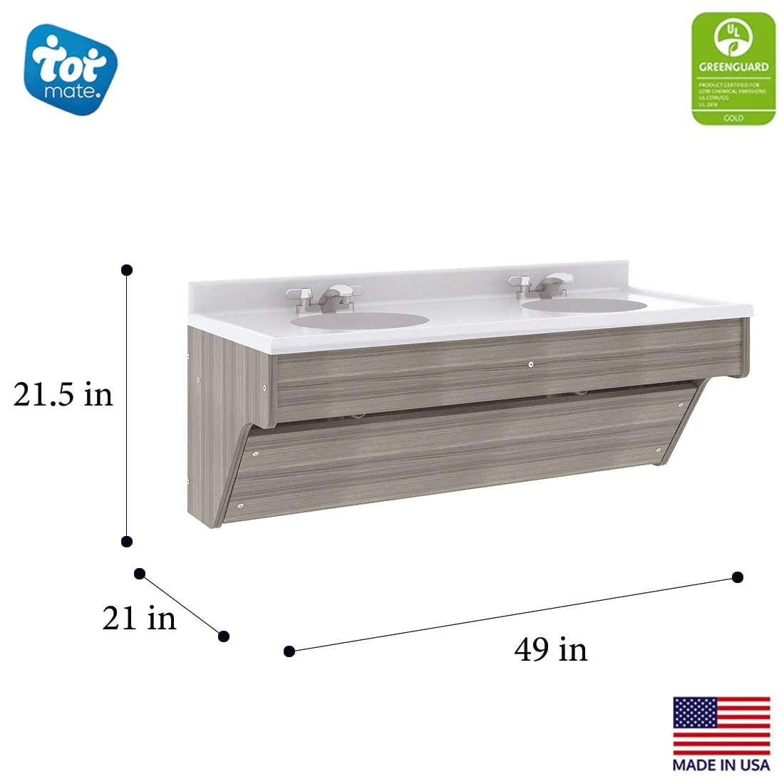 Tot Mate Double Laminate Wall Vanity - 49