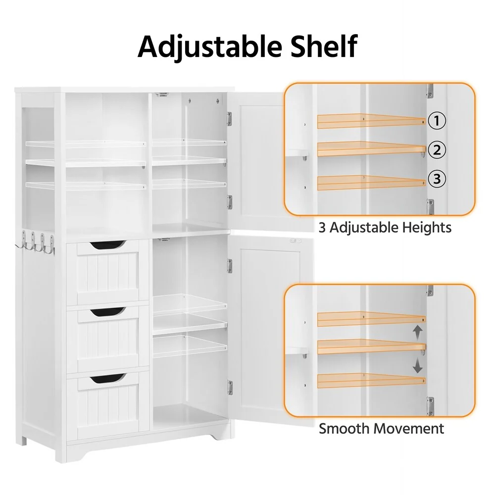 Yaheetech Bathroom Storage Cabinet With Open Compartments Freestanding Floor Cabinet, White - N/A