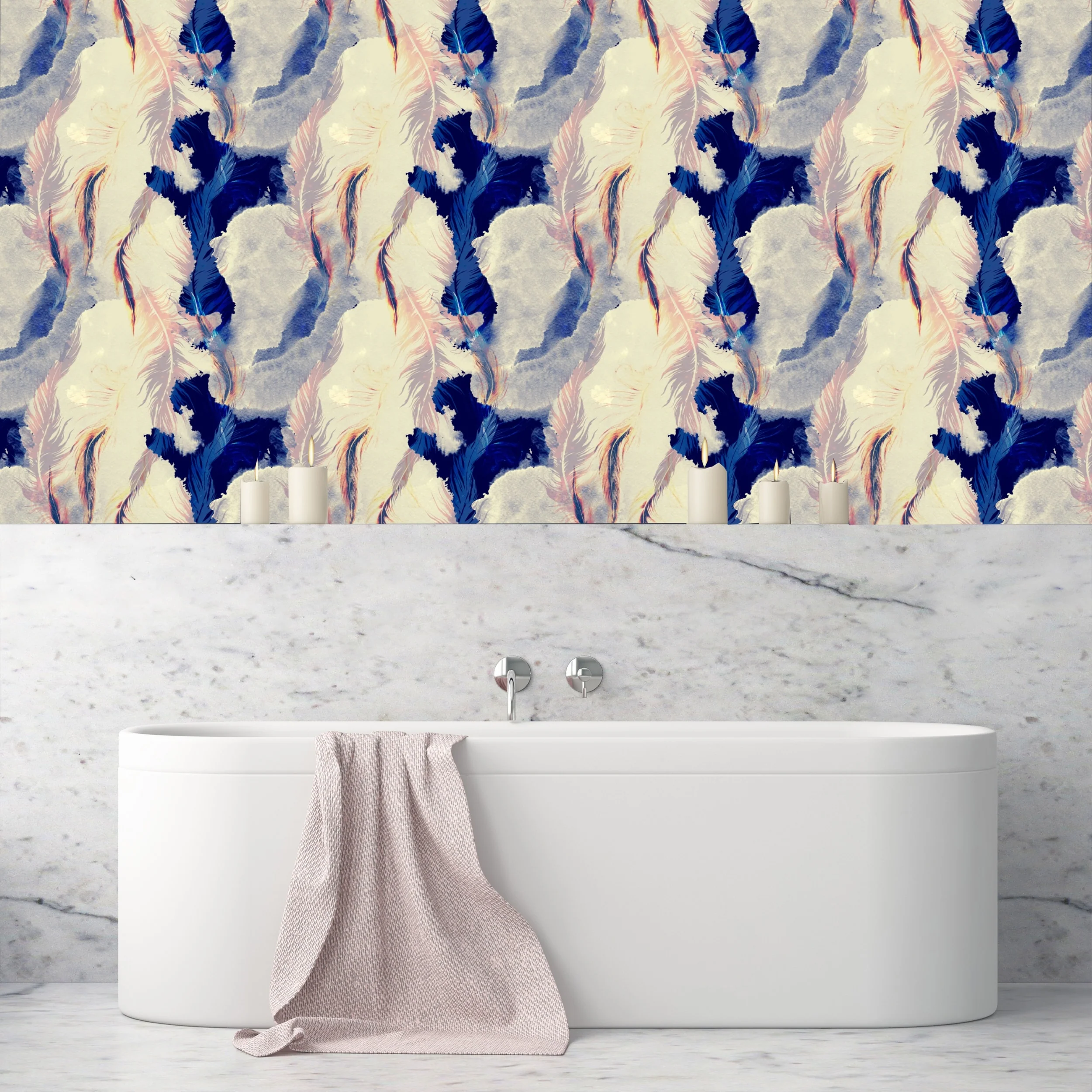 Birds Feathers Abstract Removable Wallpaper - 24'' inch x 10'ft