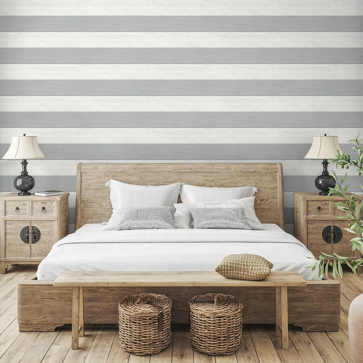 NextWall Two Toned Shiplap Peel and Stick Wallpaper