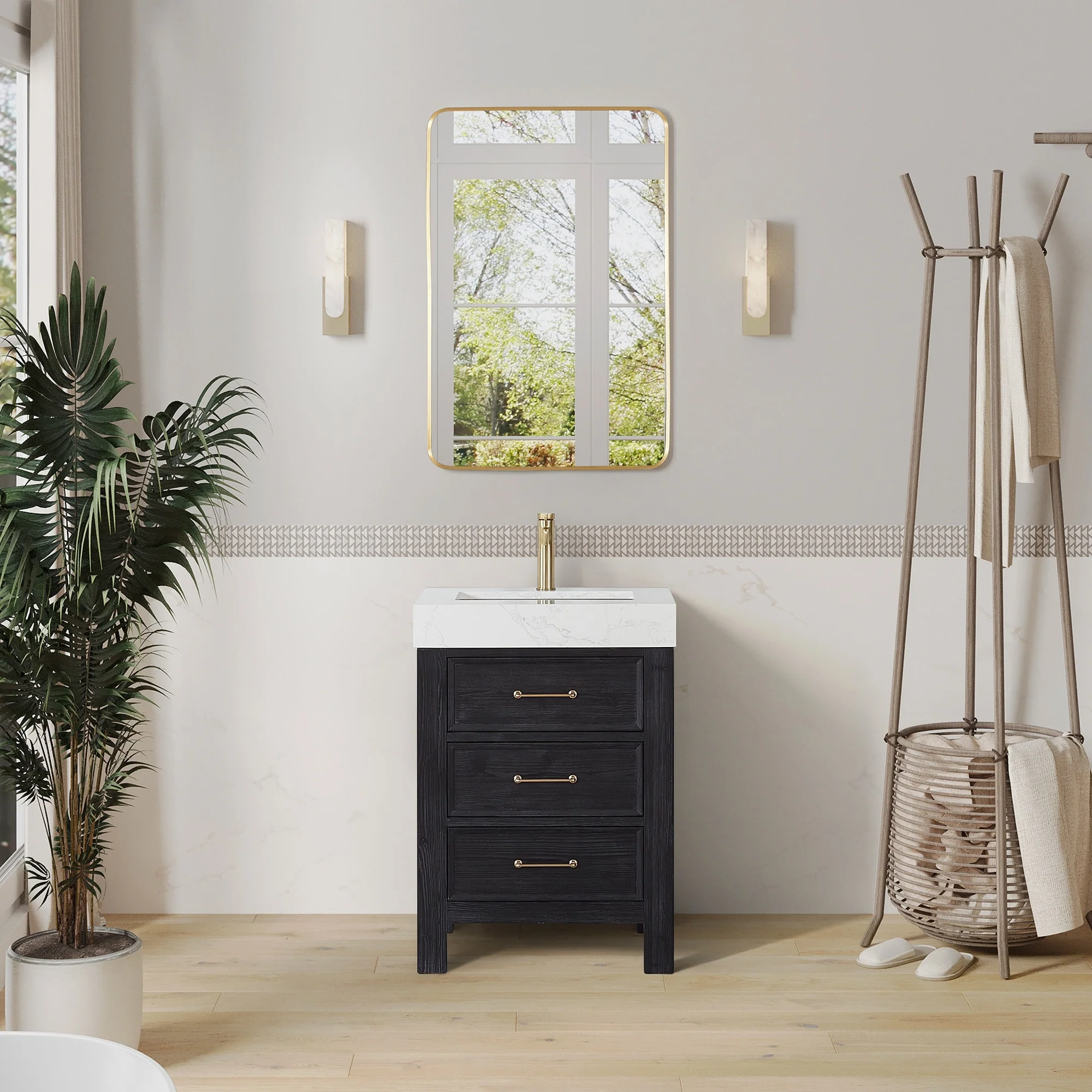Leon 24 in. Single Bathroom Vanity with Composite Stone Top