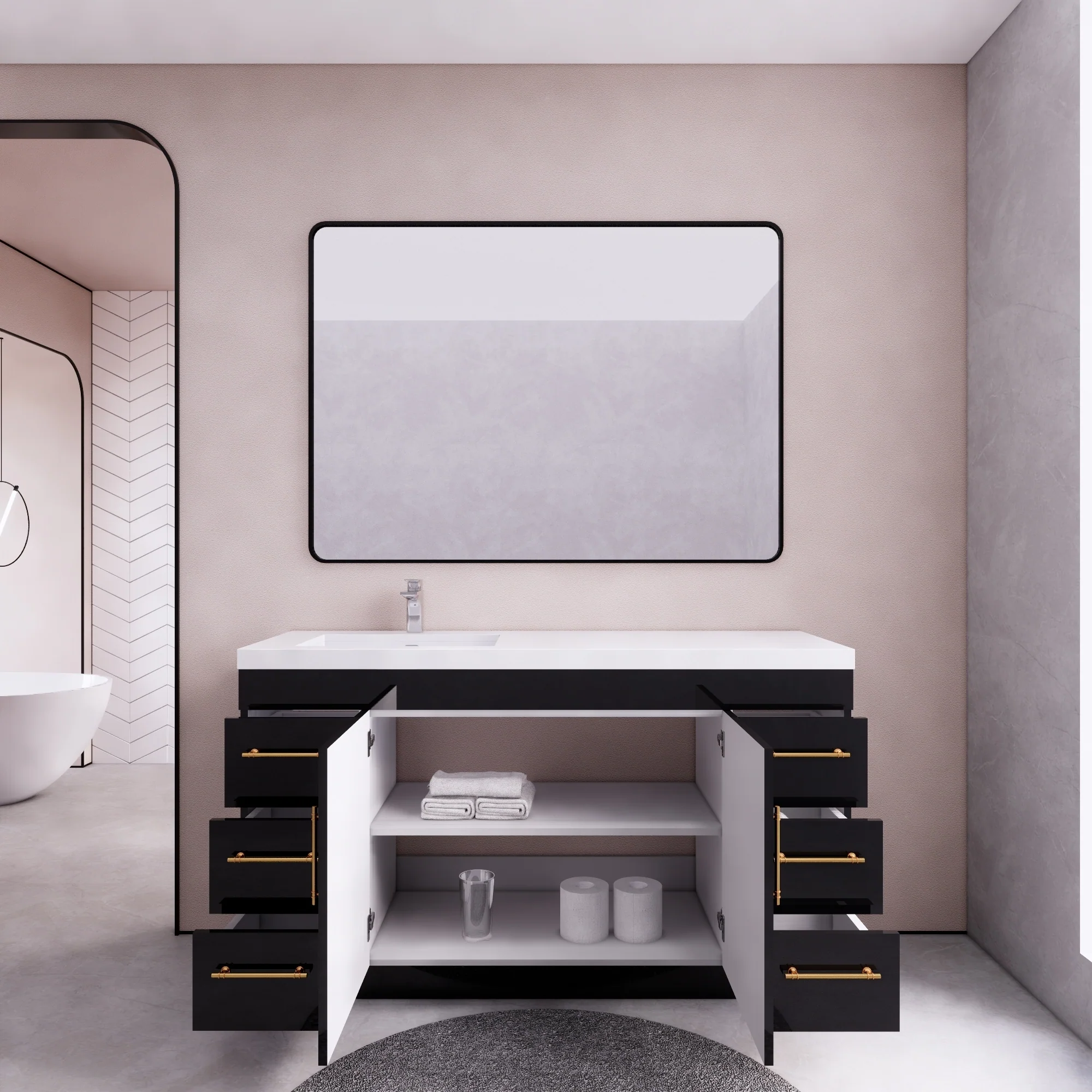 Eliza 60'' Freestanding Vanity with Single Sink on the Left