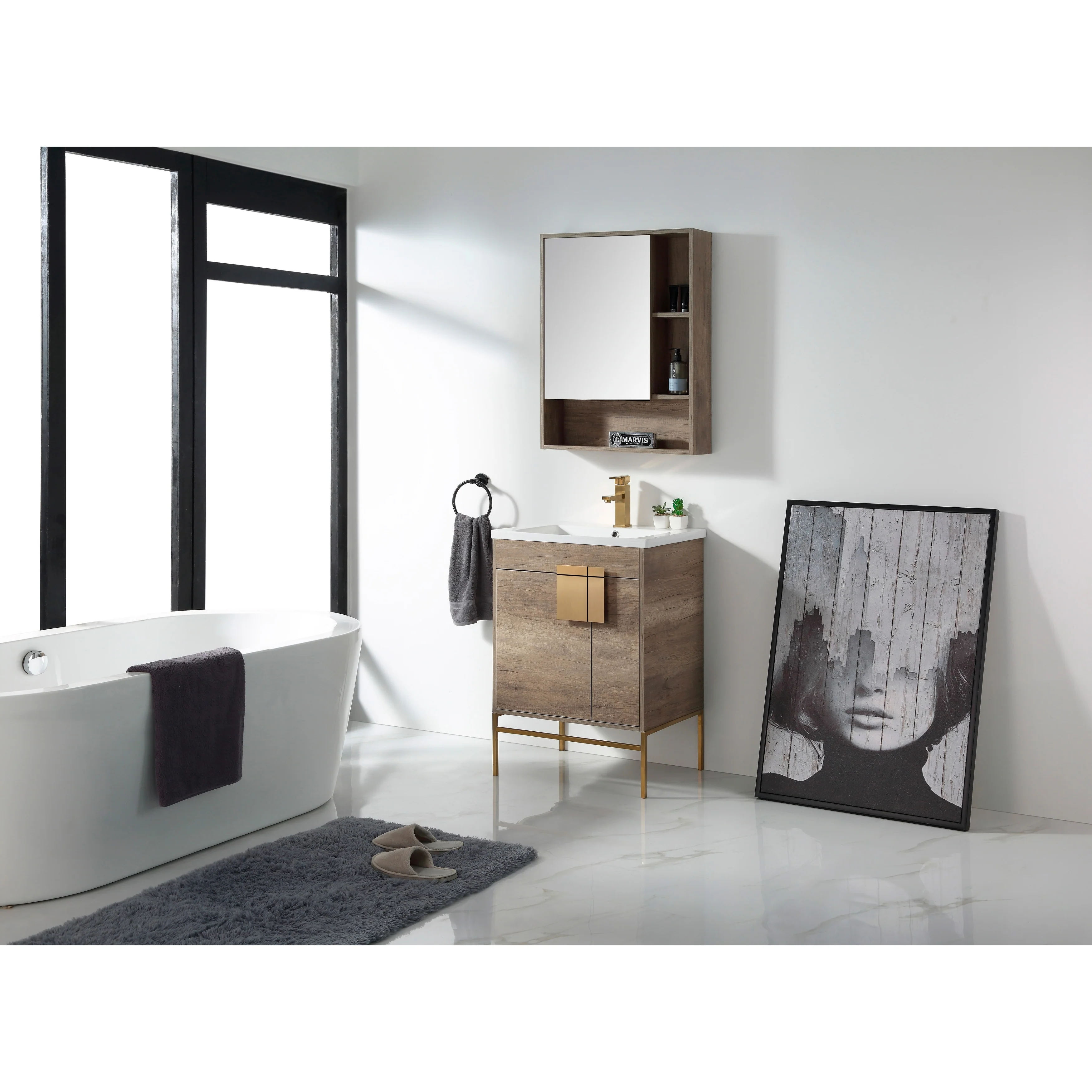 24-inch Modern Bathroom Vanity Set w/ Vitreous China Sink Top