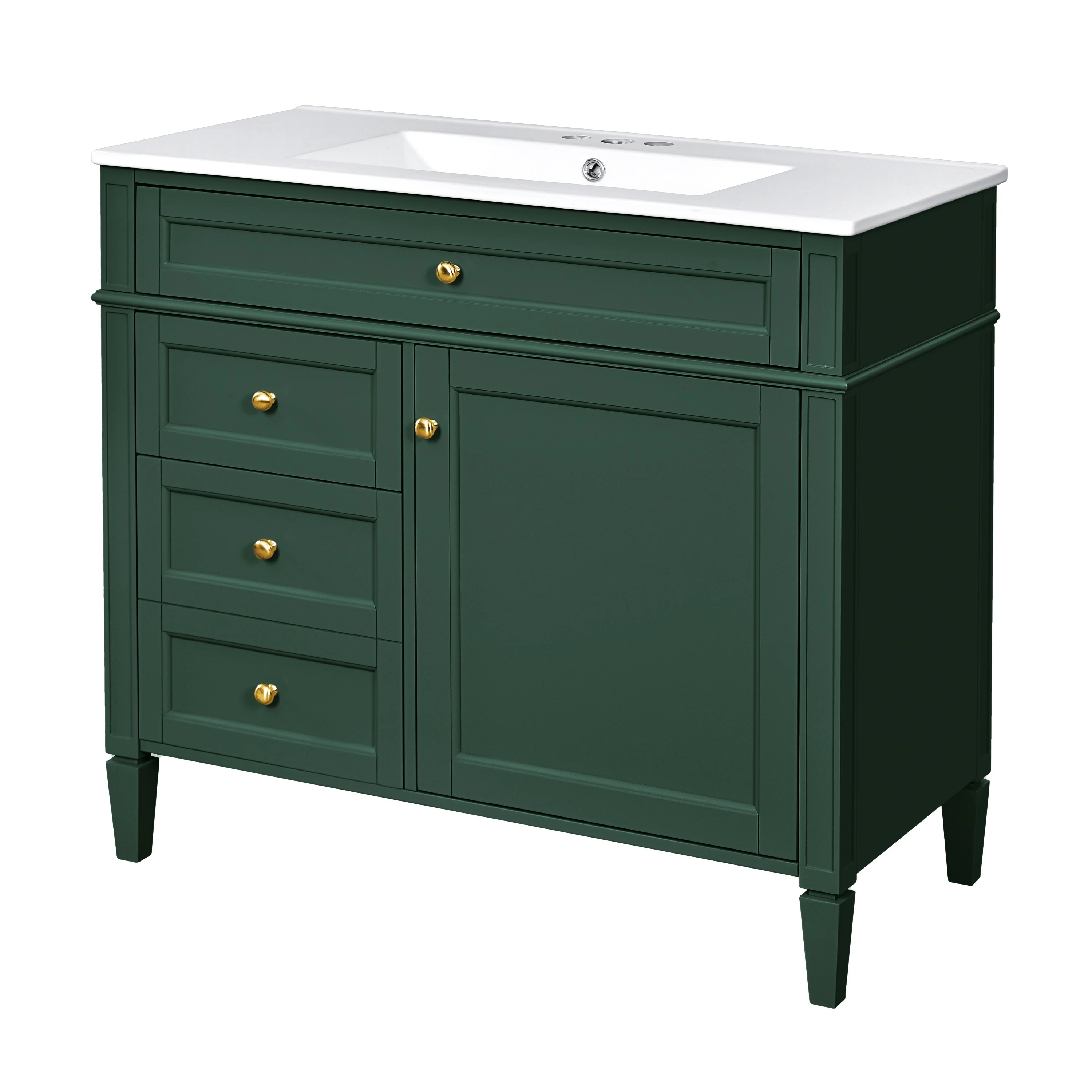 Bathroom Vanity with Single Sink, Bathroom Vanities with 2 Drawers, Bathroom Storage Cabinet with 1 Tip-Out Drawer and 1 Door