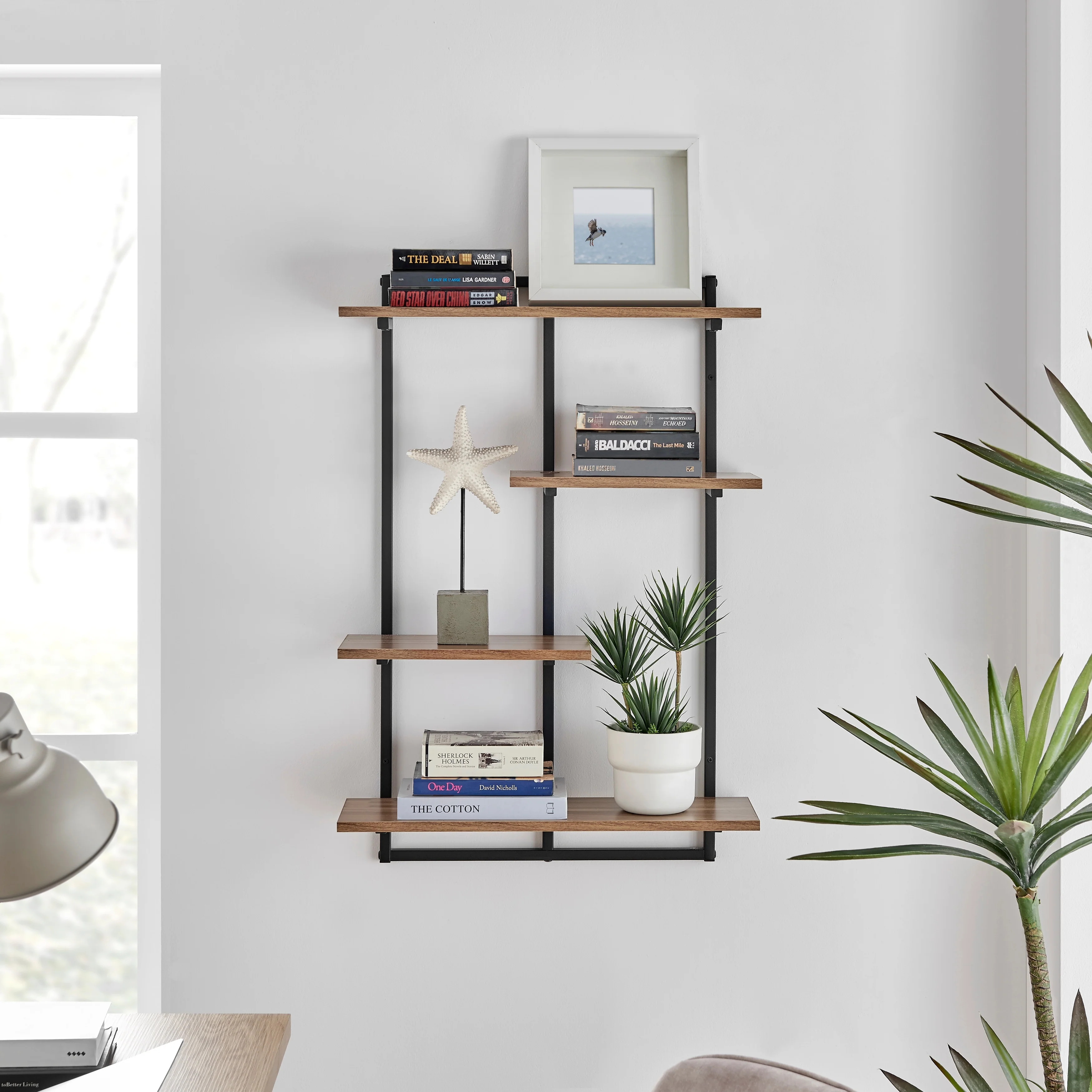 Rhodes 4 Tier Modern Floating Windowsill Wall Shelf