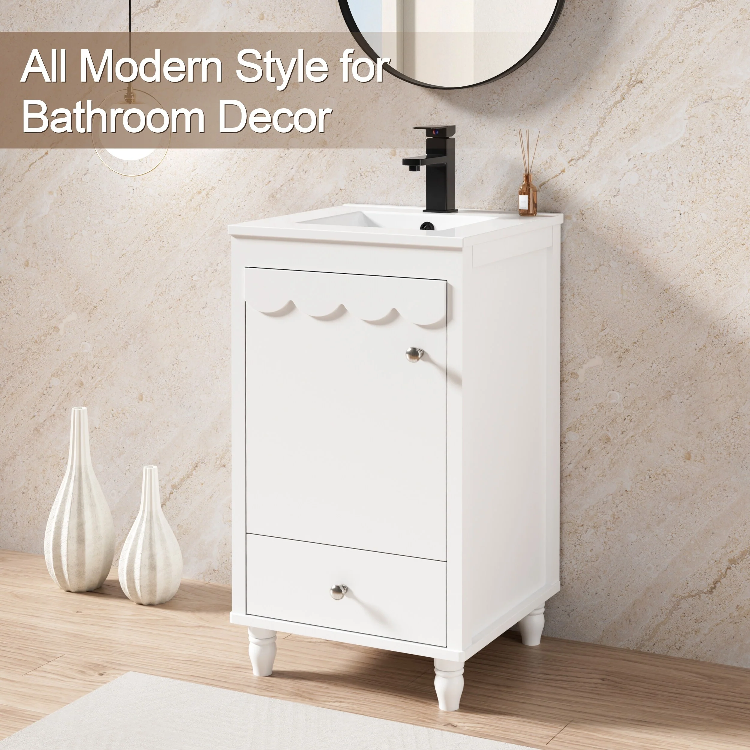 Lace Trim Freestanding Bathroom Vanity Set - Perfect for Bathrooms