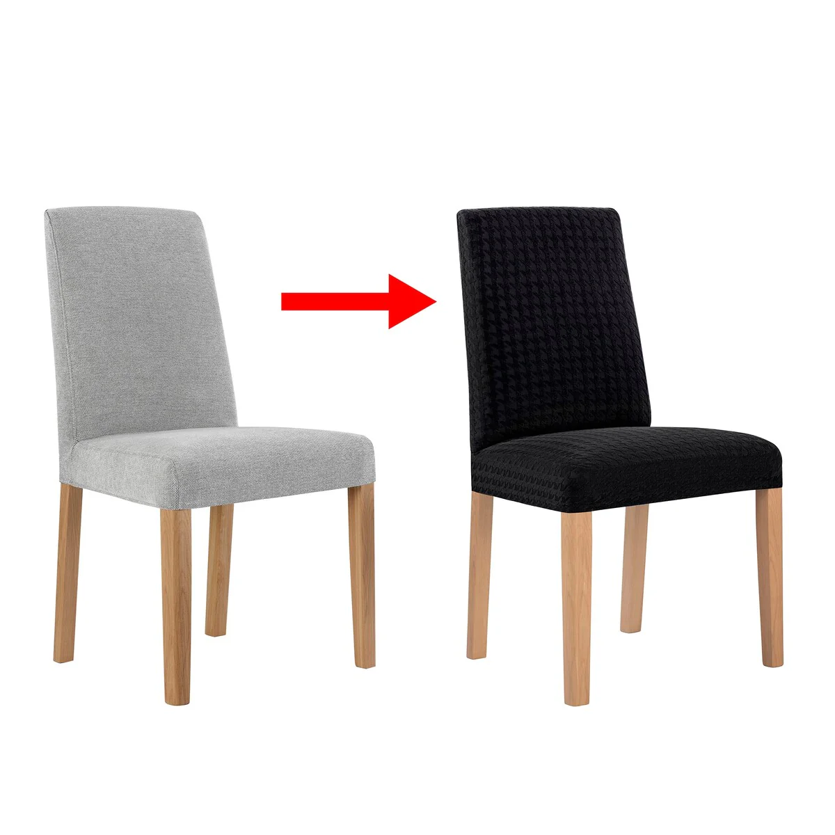 No. 918 Sparta 2-pack Houndstooth Textured Stretch Fit Elastic Dining Chair Cover Pair - 28