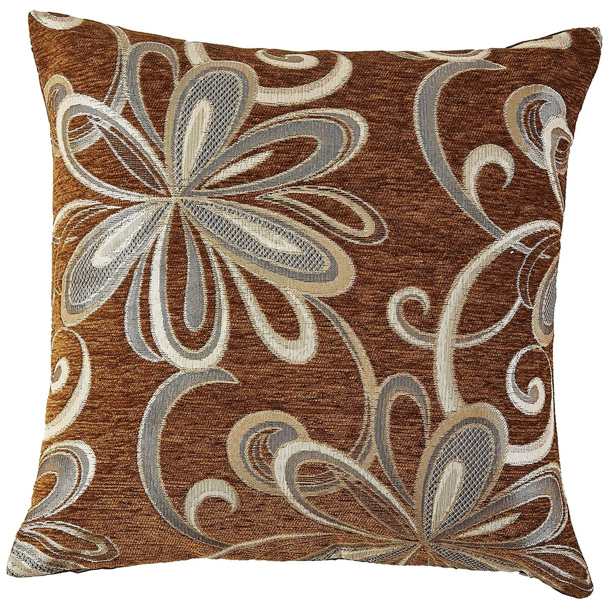 Violet Linen Chenille Chateau Vintage Floral Pattern Decorative Throw Pillow