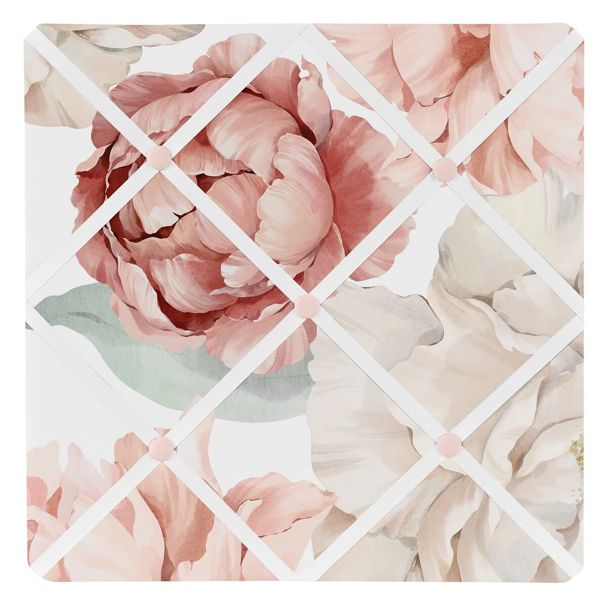 Boho Shabby Chic Floral Girl Fabric Memory Photo Bulletin Board Ivory Bohemian Vintage Garden Watercolor Flower Nature Elegant