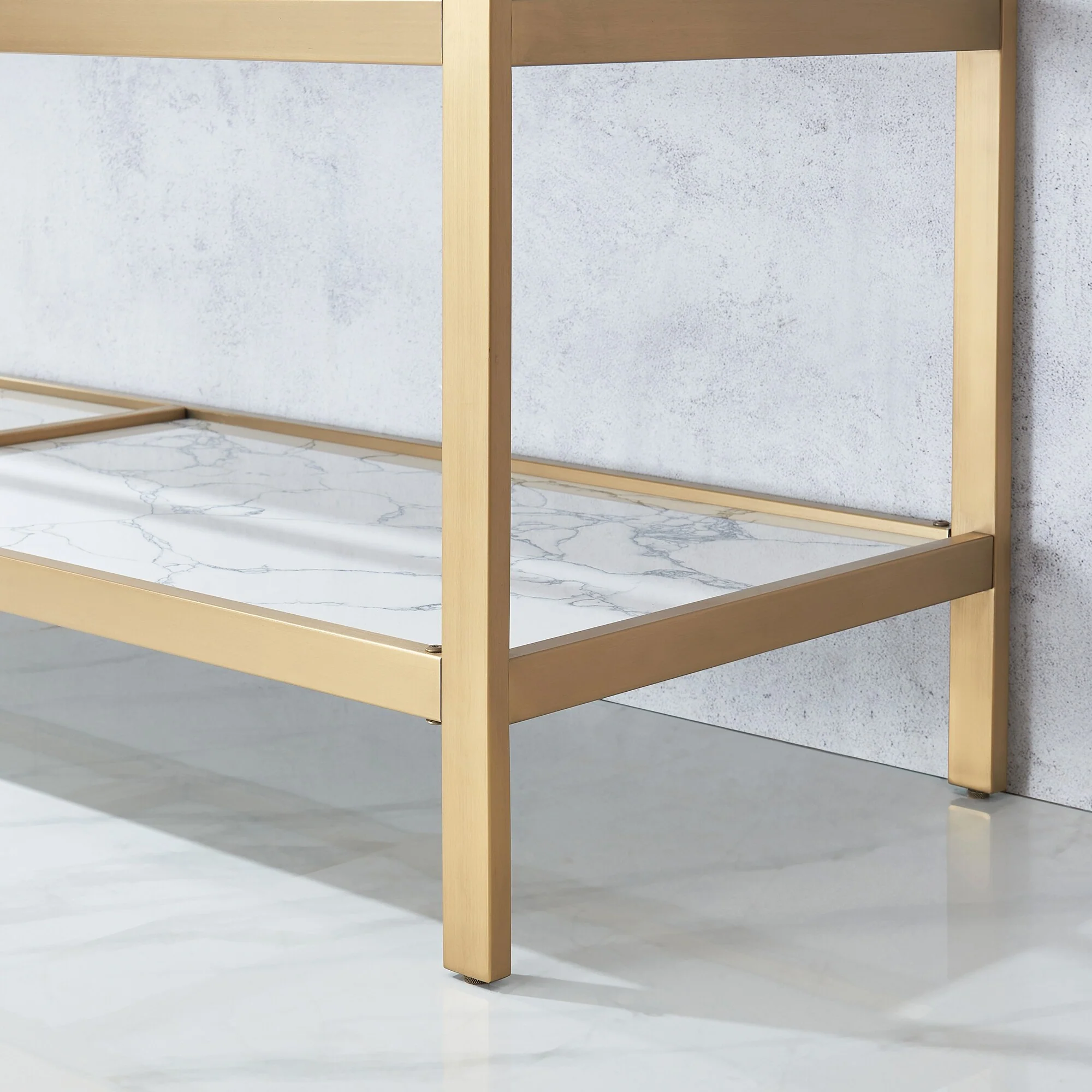 Ecija Bath Vanity, Metal Support with Composite Stone Top, no Mirror