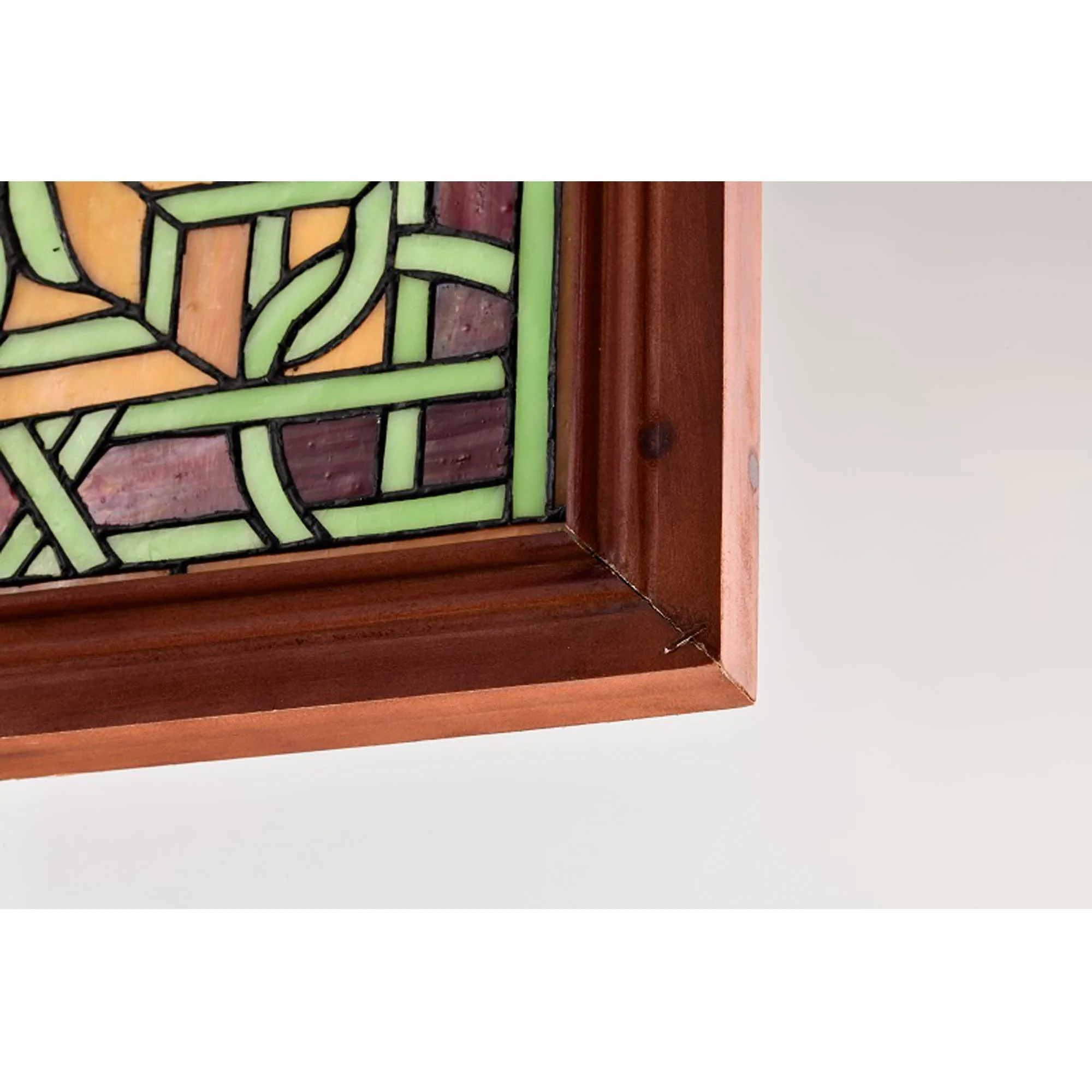 Tiffany-style Wood Frame Stained Glass Window Panel