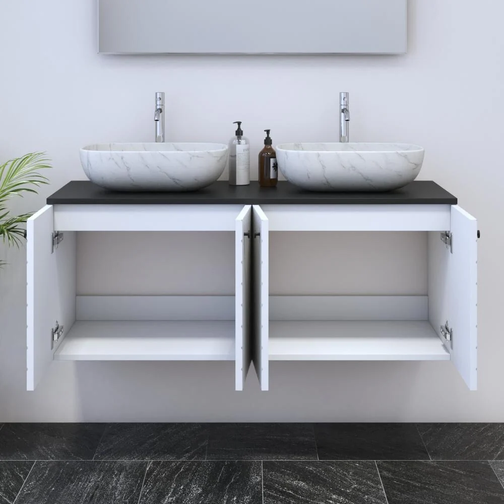 Avela 4D 120 Double Sink Floating Bathroom Vanity (48