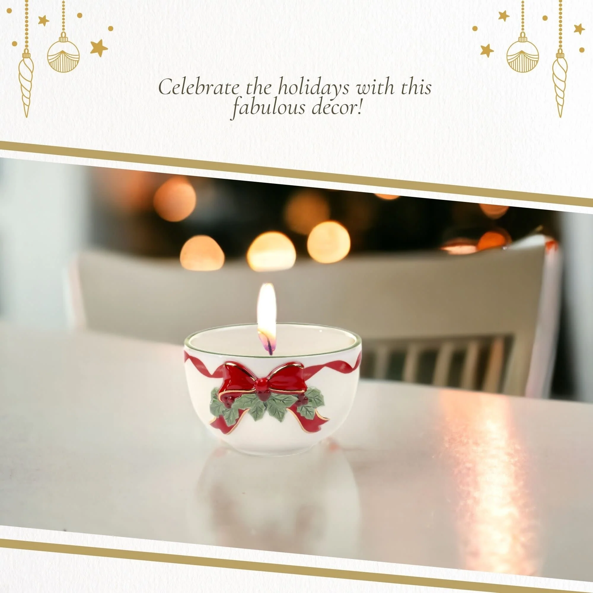 Spode Christmas Tree Ribbons Tea Light - 2.25