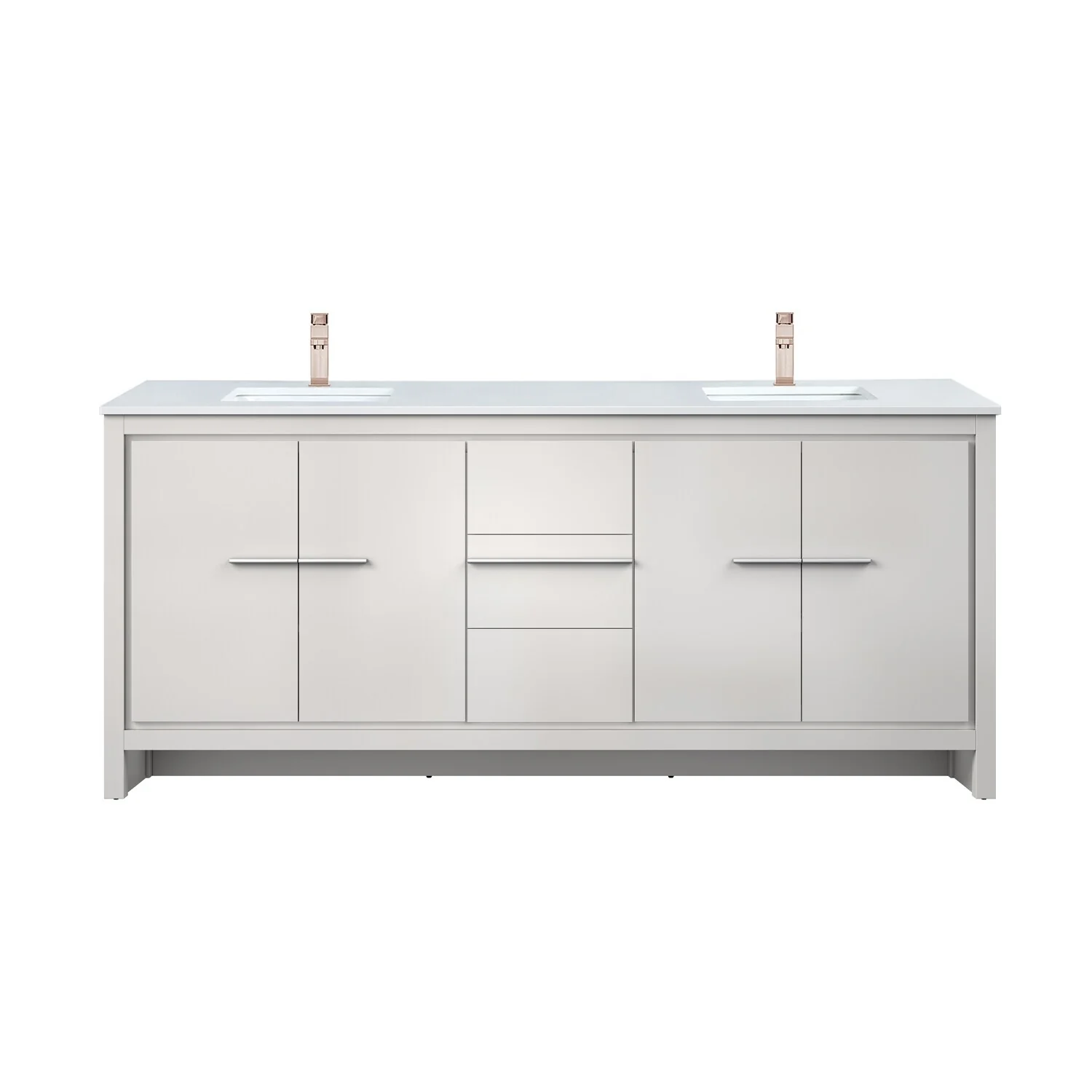Lafarre Bath Vanity Cultured Marble Top, Sink and Rose Gold Faucet