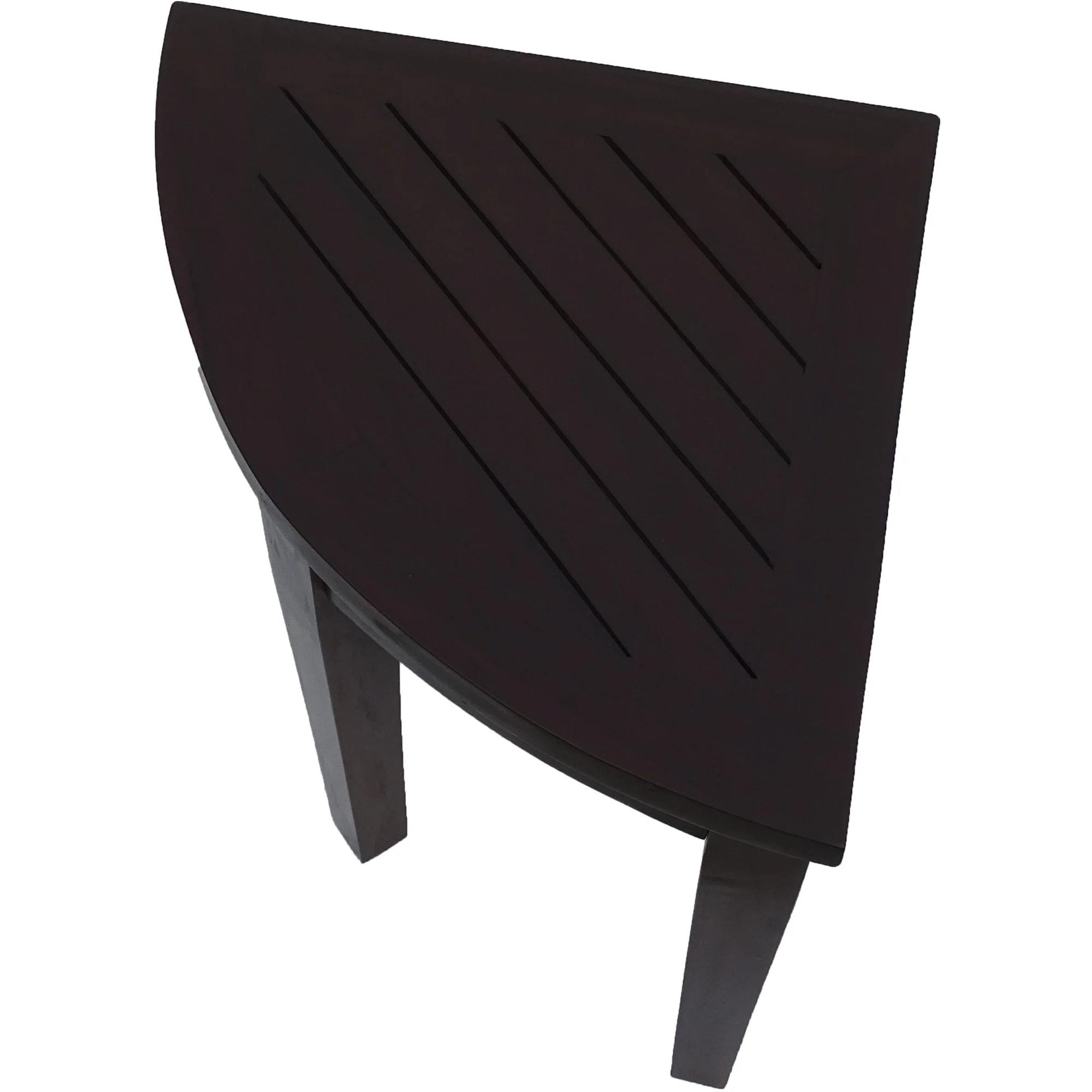 Compact Teak Corner Shower/ Outdoor Bench with Shelf in Brown Finish
