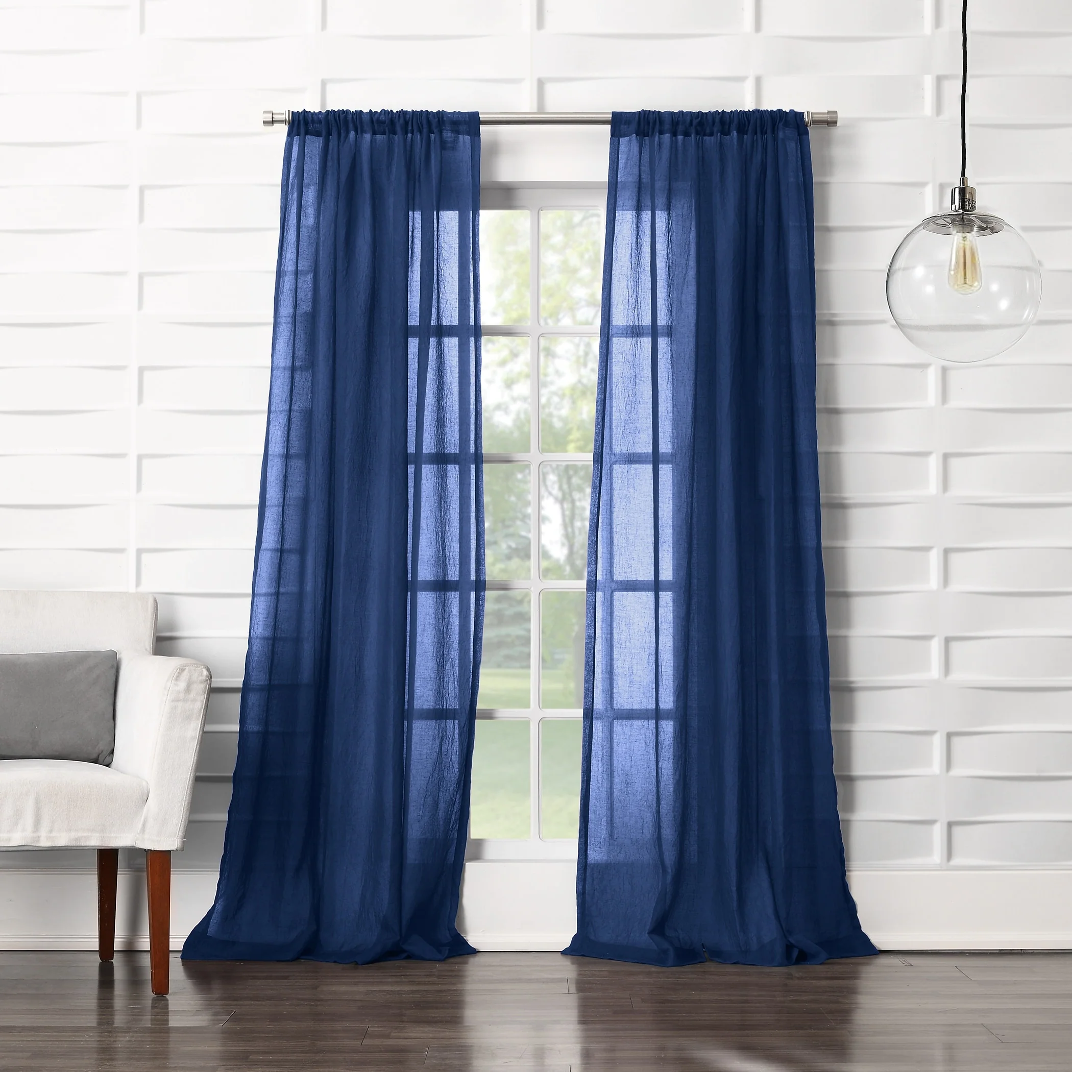 No. 918 Ladonna Crushed Texture Semi-Sheer Rod Pocket Curtain Panel, Single Panel