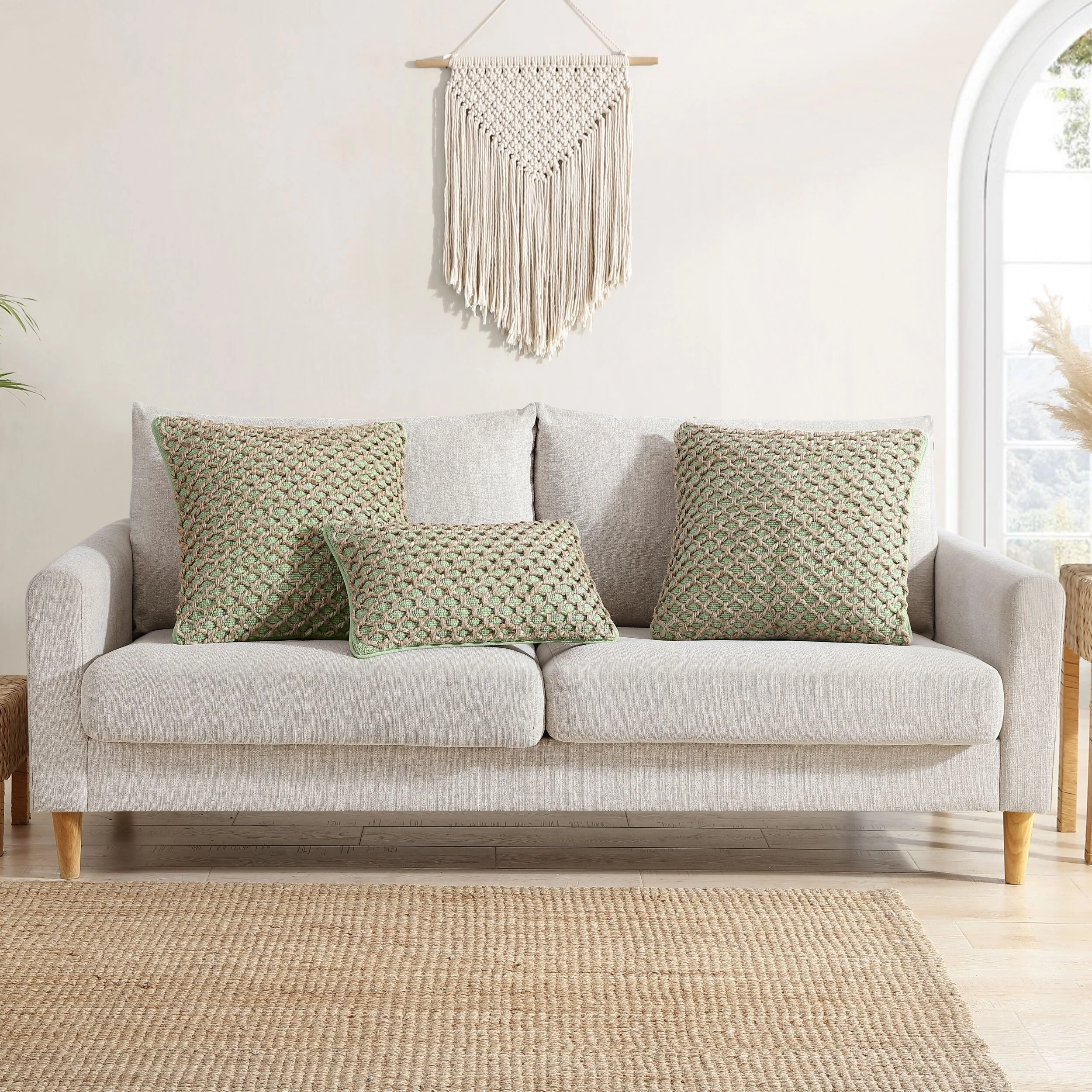 Boho Living Jada Braided Cotton/Jute Throw Pillow Covers