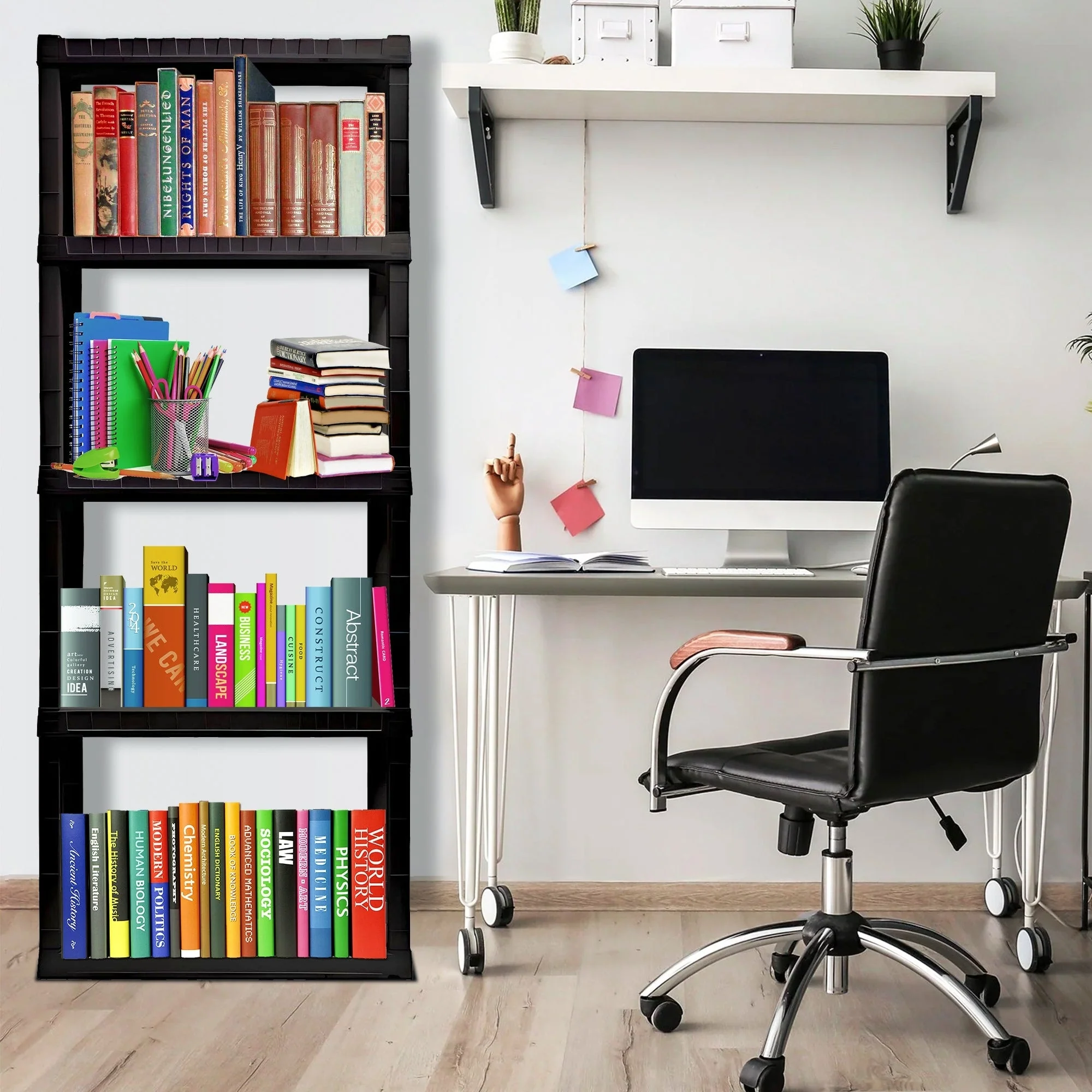 Oskar 5-Tier Heavy Duty Shelving Unit W30 x D14 x H75 Home Storage Black