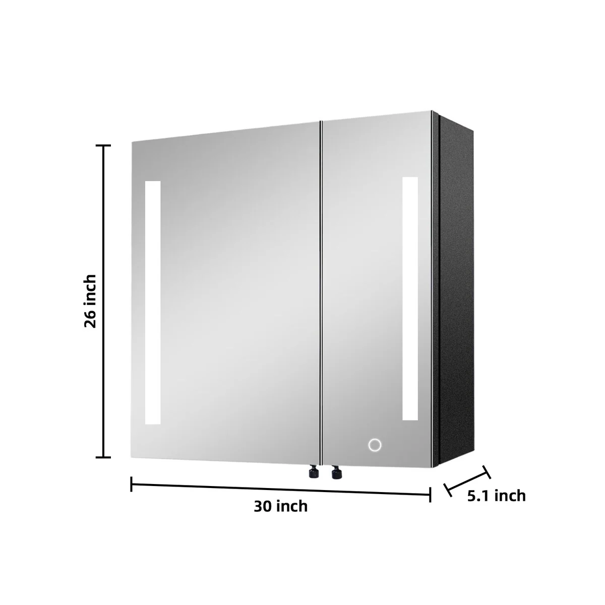 30x26 inch Black LED Mirror Medicine Cabinet Surface, Defogger, Anti-Fog,Dimmable Lights Brightness Memory
