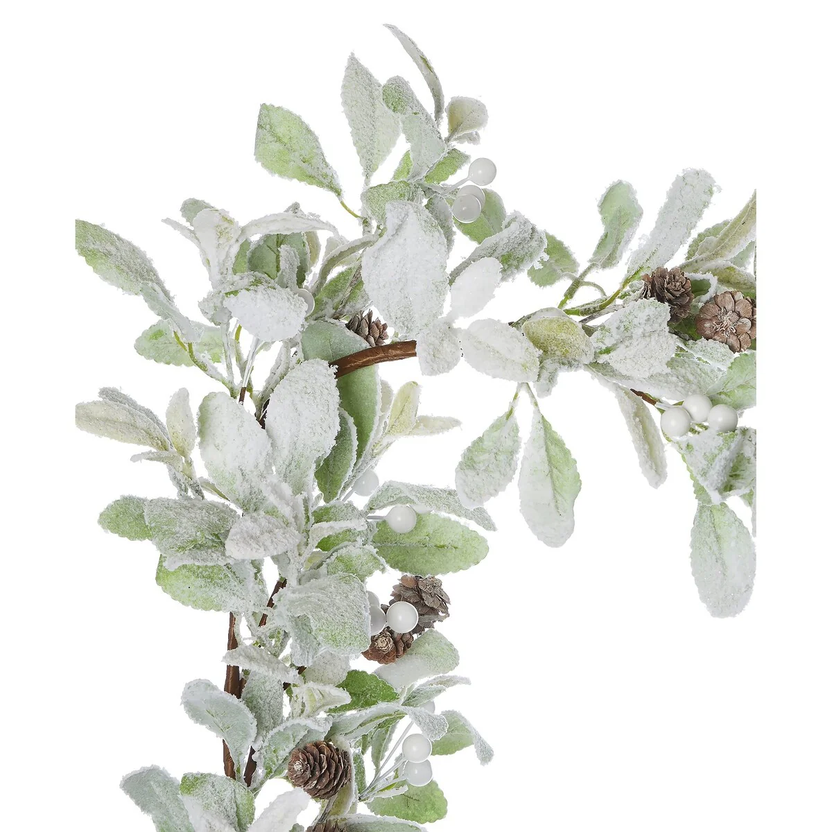 Snowy Lambs Ear and Holly Berry 9ft Garland-White