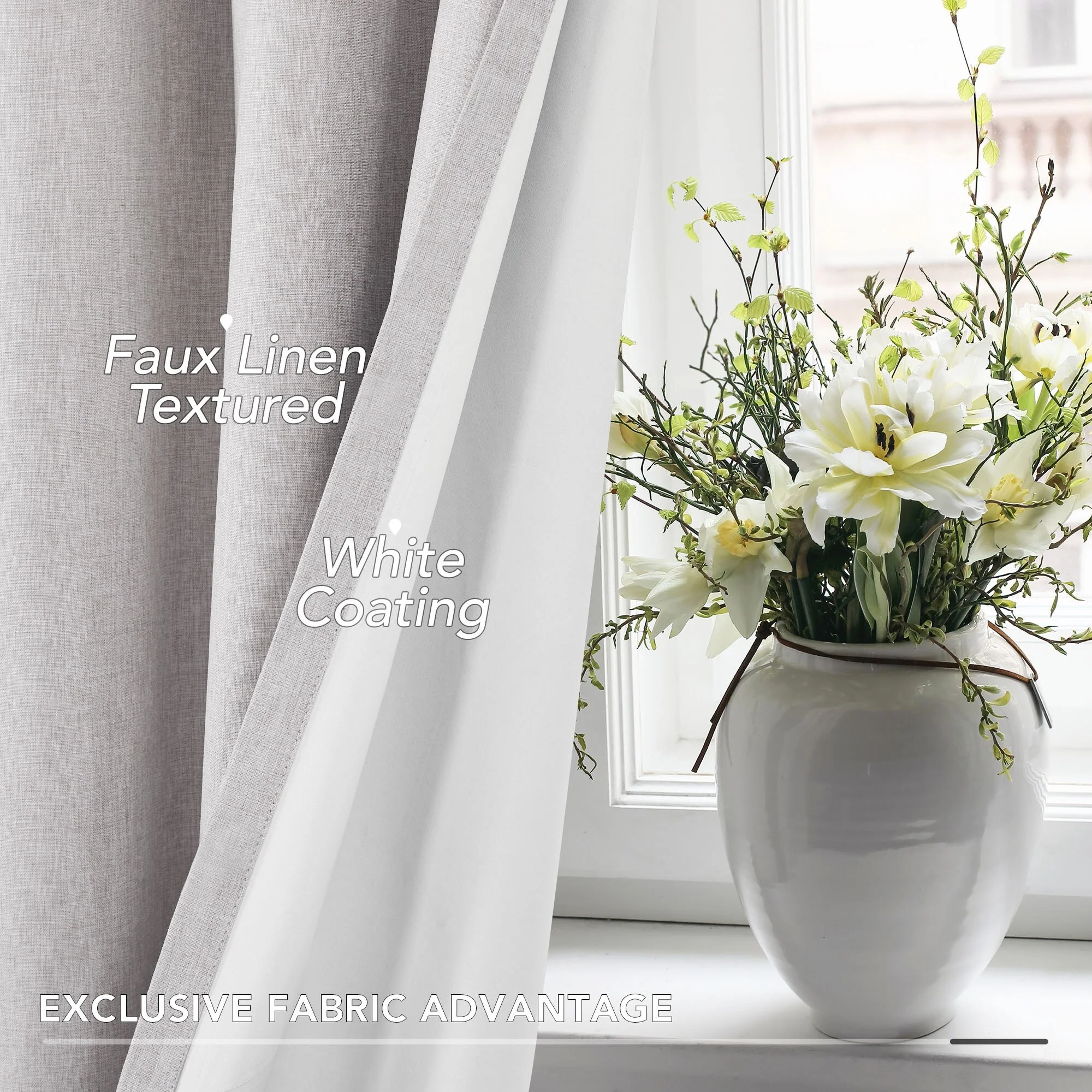 Deconovo Blackout Living Room Curtains Faux Linen Drapes 2 Panels