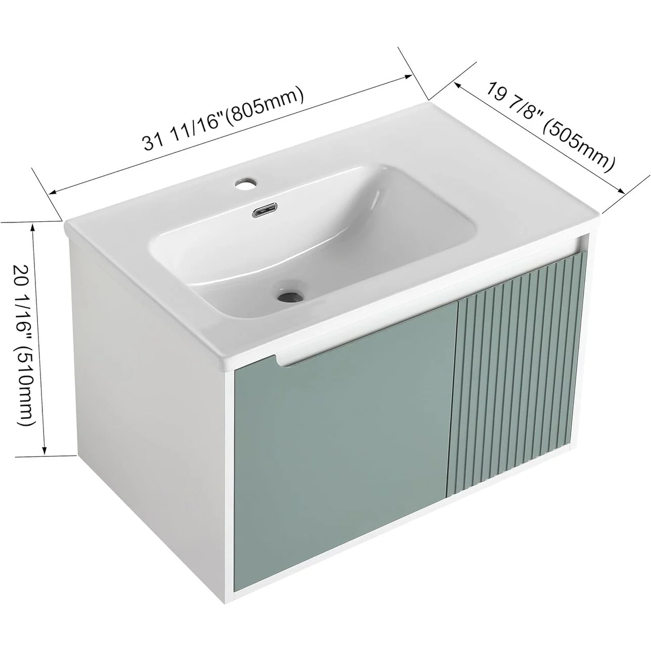 BNK 28/ 32/36/40 Inch Single Sink Bathroom Vanity with Soft Close Door, Modern Floating Vanity