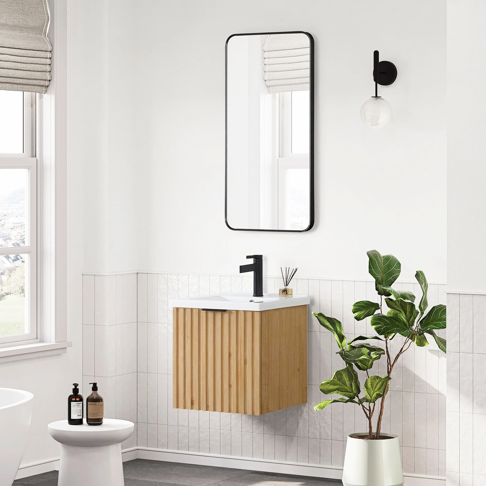 Manila Floating Bath Vanity with Ceramic Basin Top without Mirror