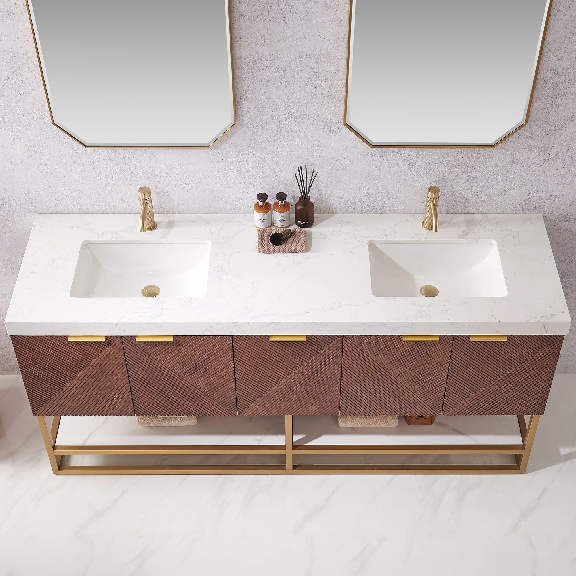 Mahon Double Bath Vanity with Composite Stone Top without Mirror