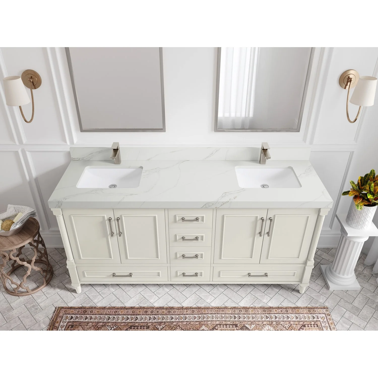 Willow Collections 72 in. W x 22 in. D Aberdeen Double Sink Bathroom Vanity with Countertops