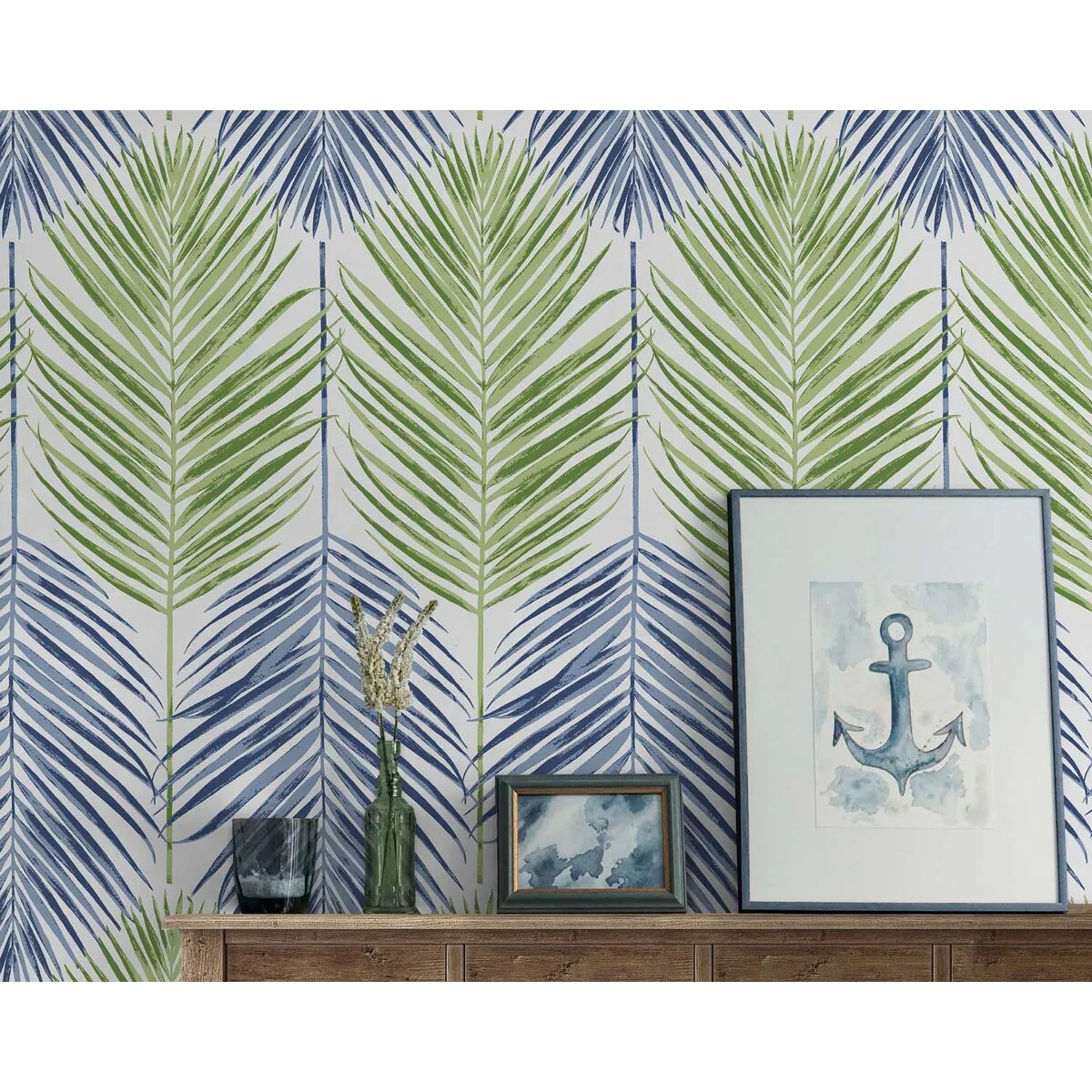 NextWall Two Toned Palm Peel and Stick Wallpaper