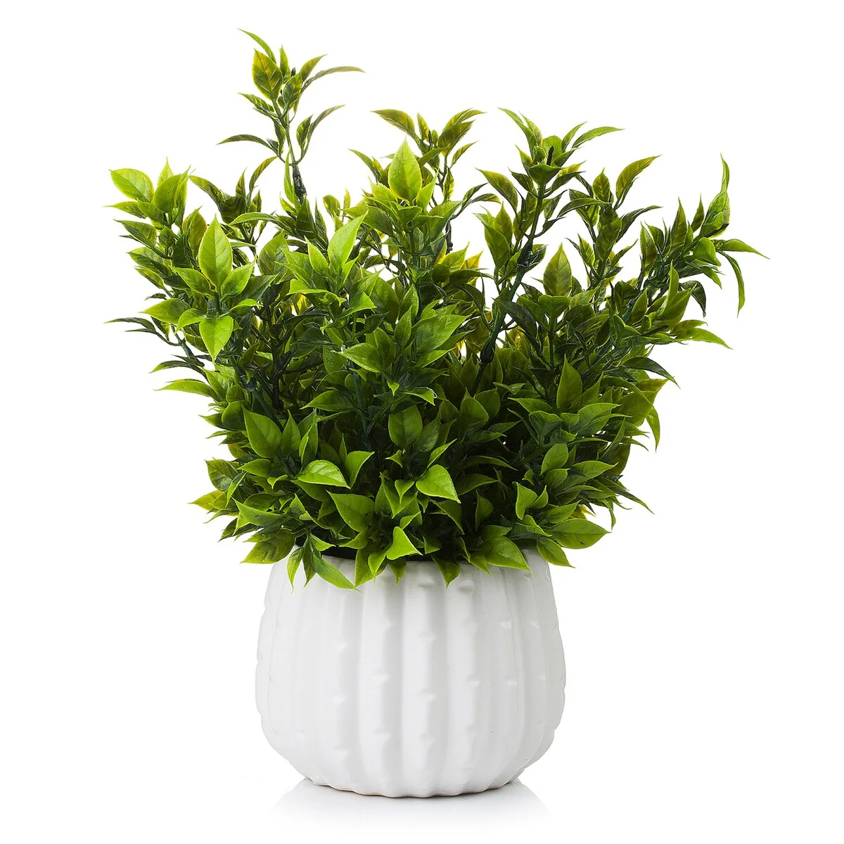 Enova Home 12 inches Artificial Mixed Greenery Foliage Fake Plants in White Ceramic Pot for Home Garden Decoration - N/A