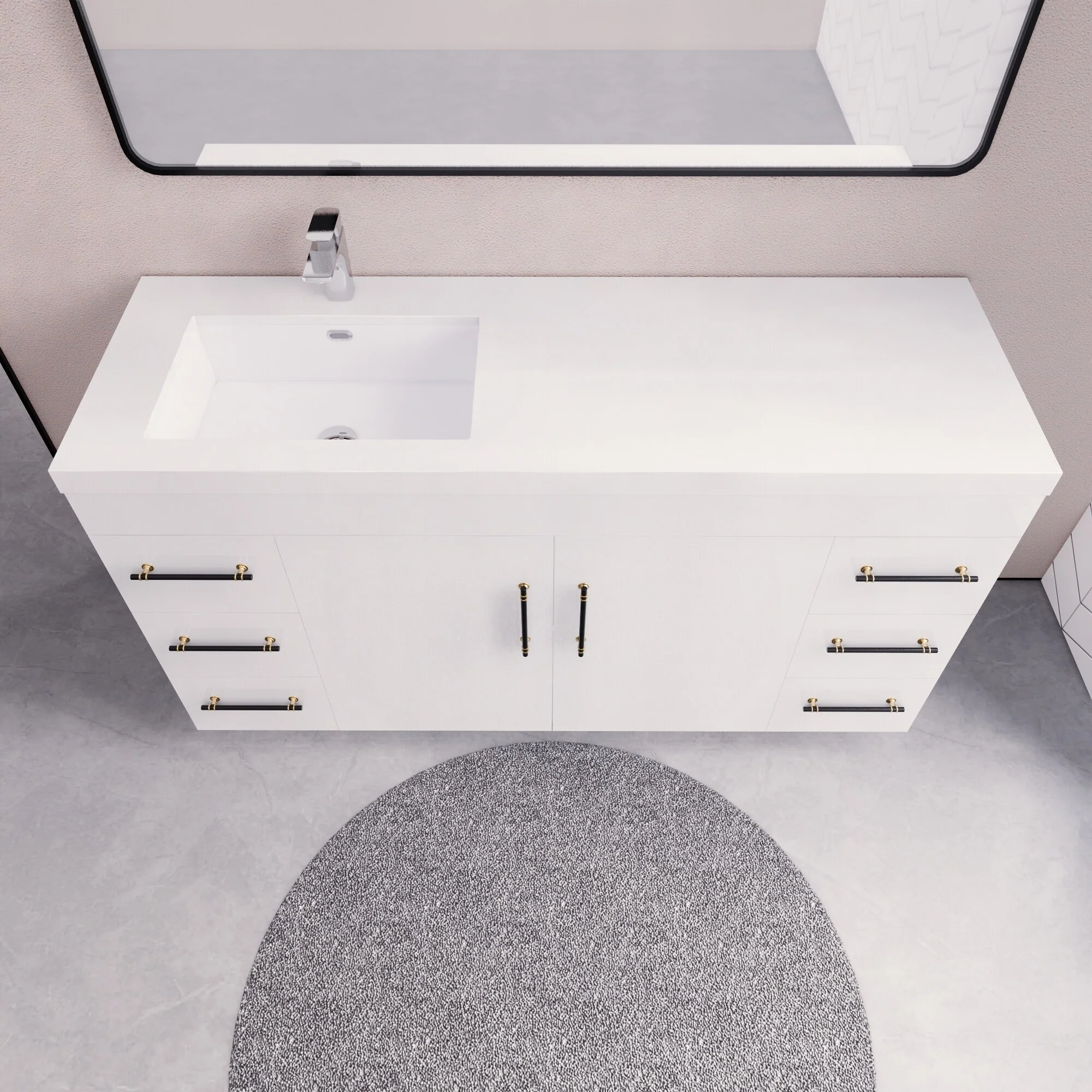 Eliza 60'' Freestanding Vanity with Single Sink on the Left