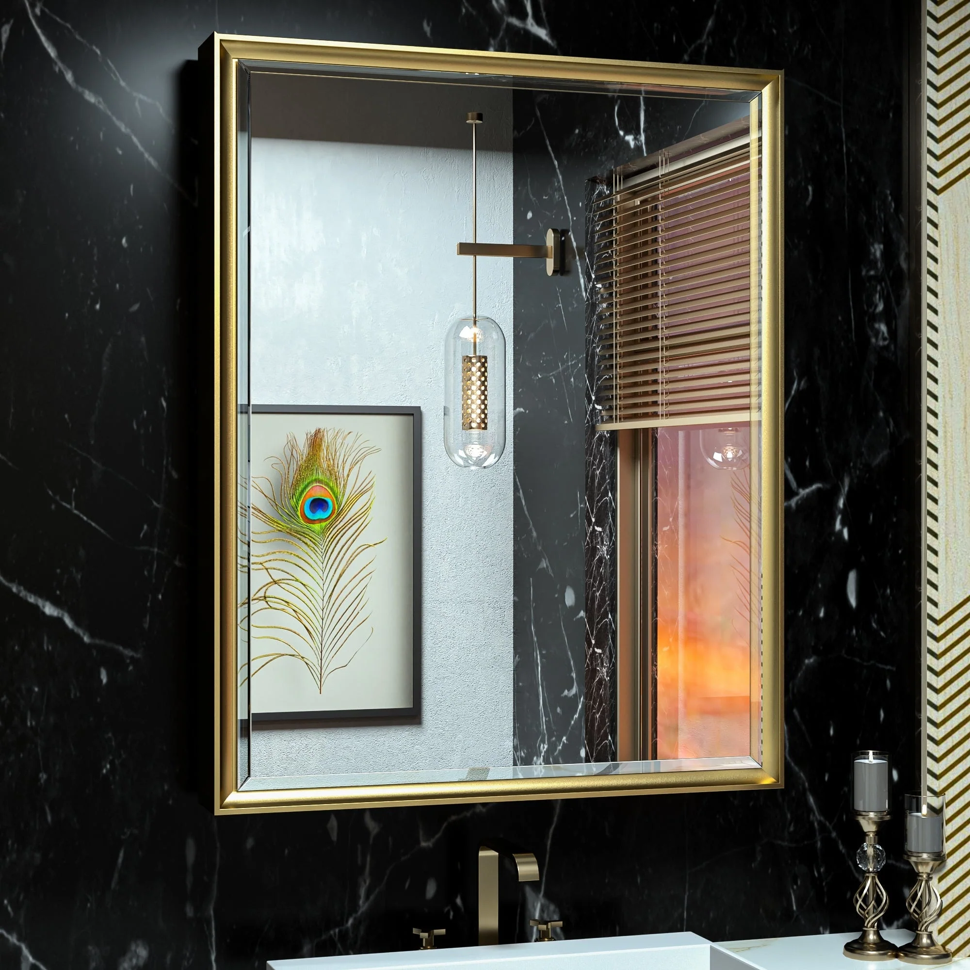 TokeShimi Medicine Cabinets for Bathroom with Mirror, Beveled Framed