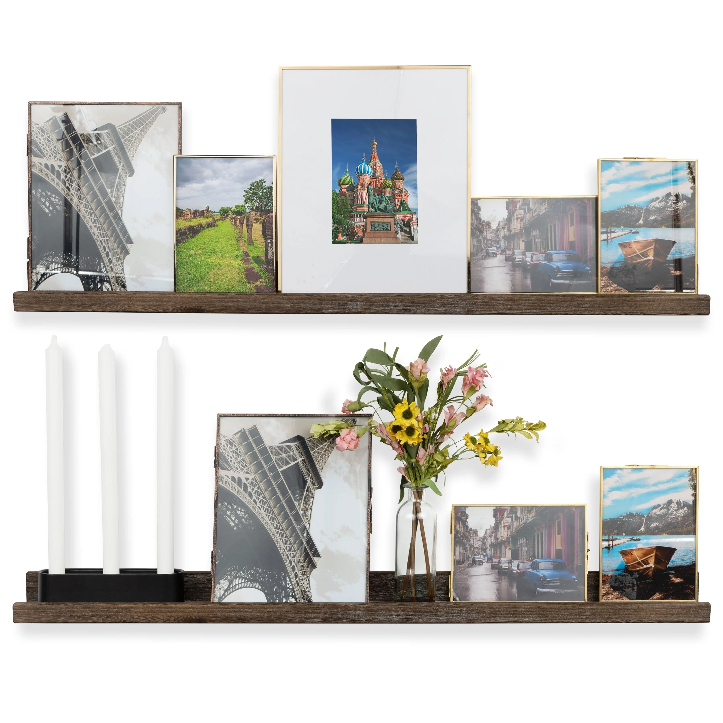 Rustic State Set of 4 Wall Mounted Shelves Picture Ledge 36 Inch