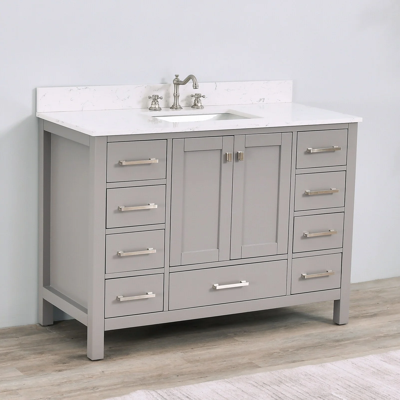 Prismosaic 48 in. Lunar Gray Vanity with Countertop & Splash, Single Sink