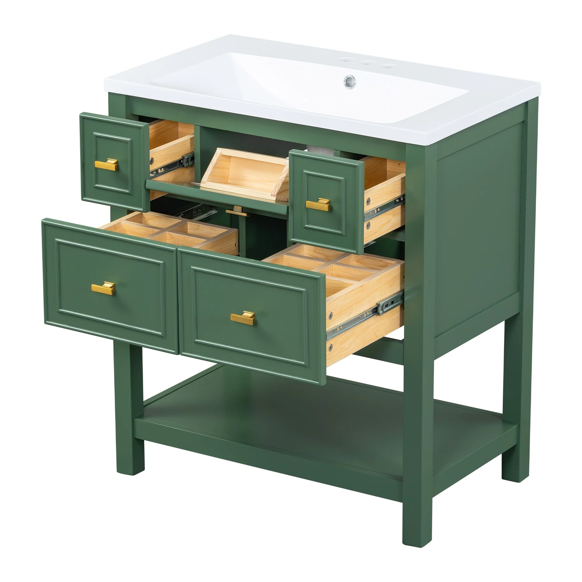 Free Standing Single Bathroom Vanity with 5 Drawers Bathroom Storage Cabinet