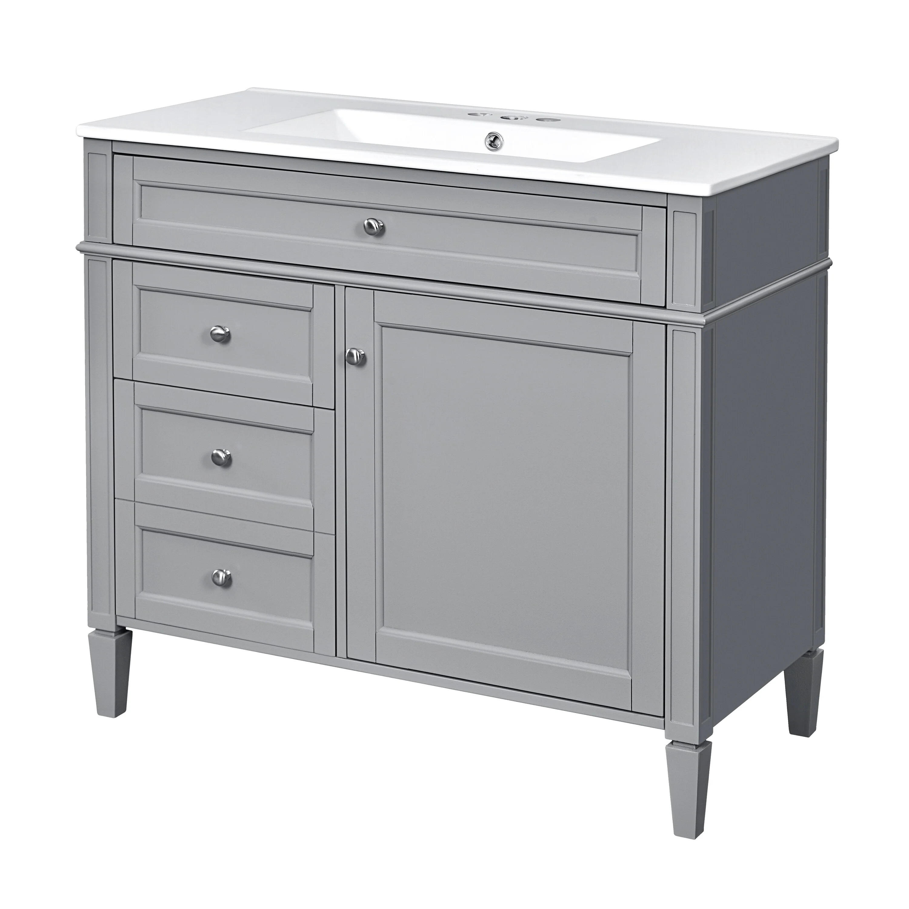 Bathroom Vanity with Single Sink, Bathroom Vanities with 2 Drawers, Bathroom Storage Cabinet with 1 Tip-Out Drawer and 1 Door
