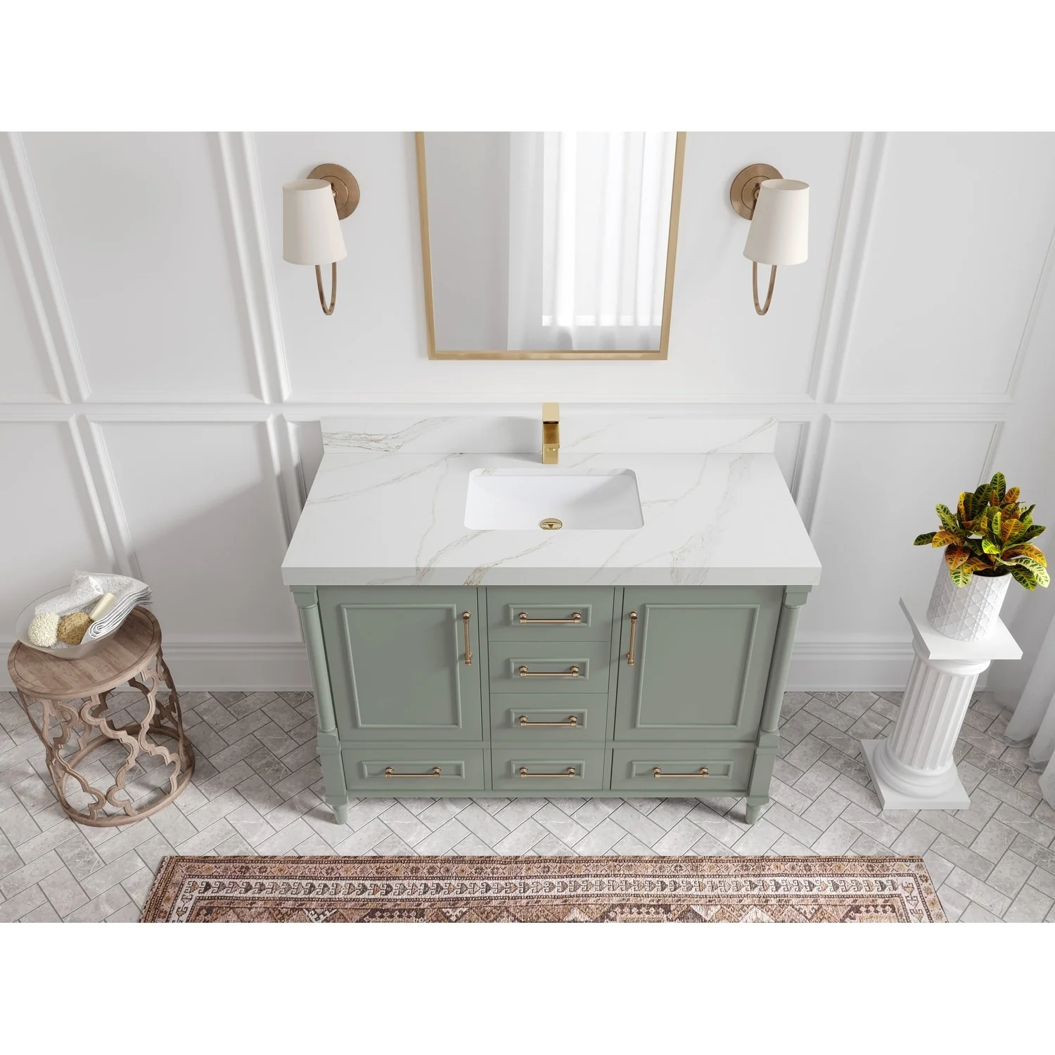 Willow Collections 48 in. W x 22 in. D Aberdeen Single Bowl Sink Bathroom Vanity with Countertop