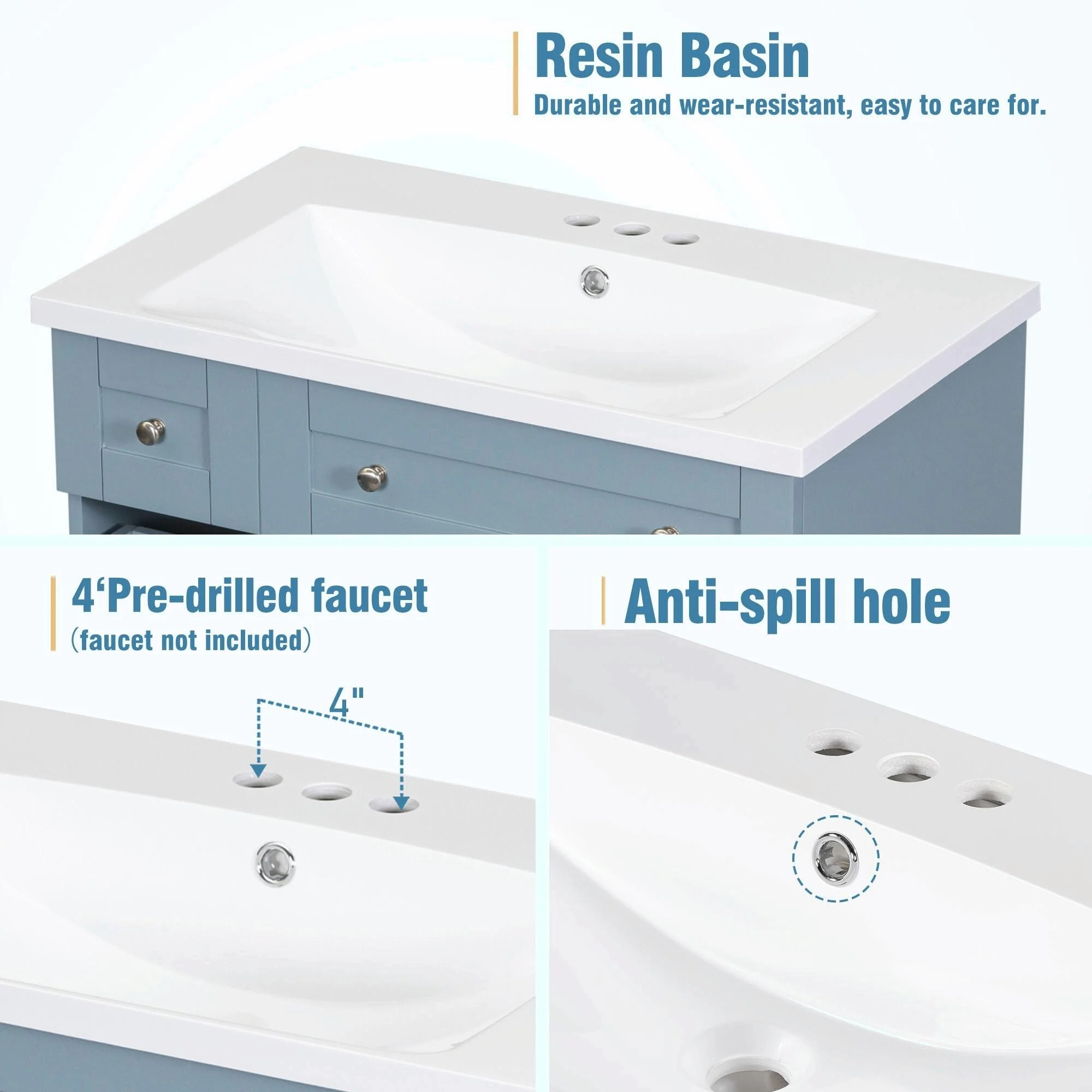 30-Inch Bathroom Vanity with Ceramic Sink Combo