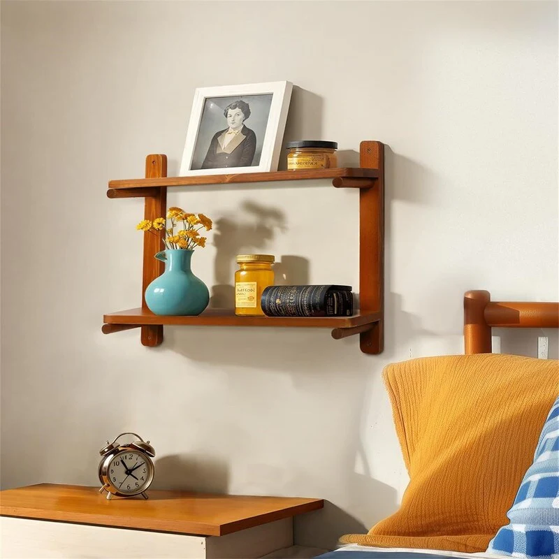 Wall Mounted Shelving Unit All Pine Wood 3 Tier Large Shelf
