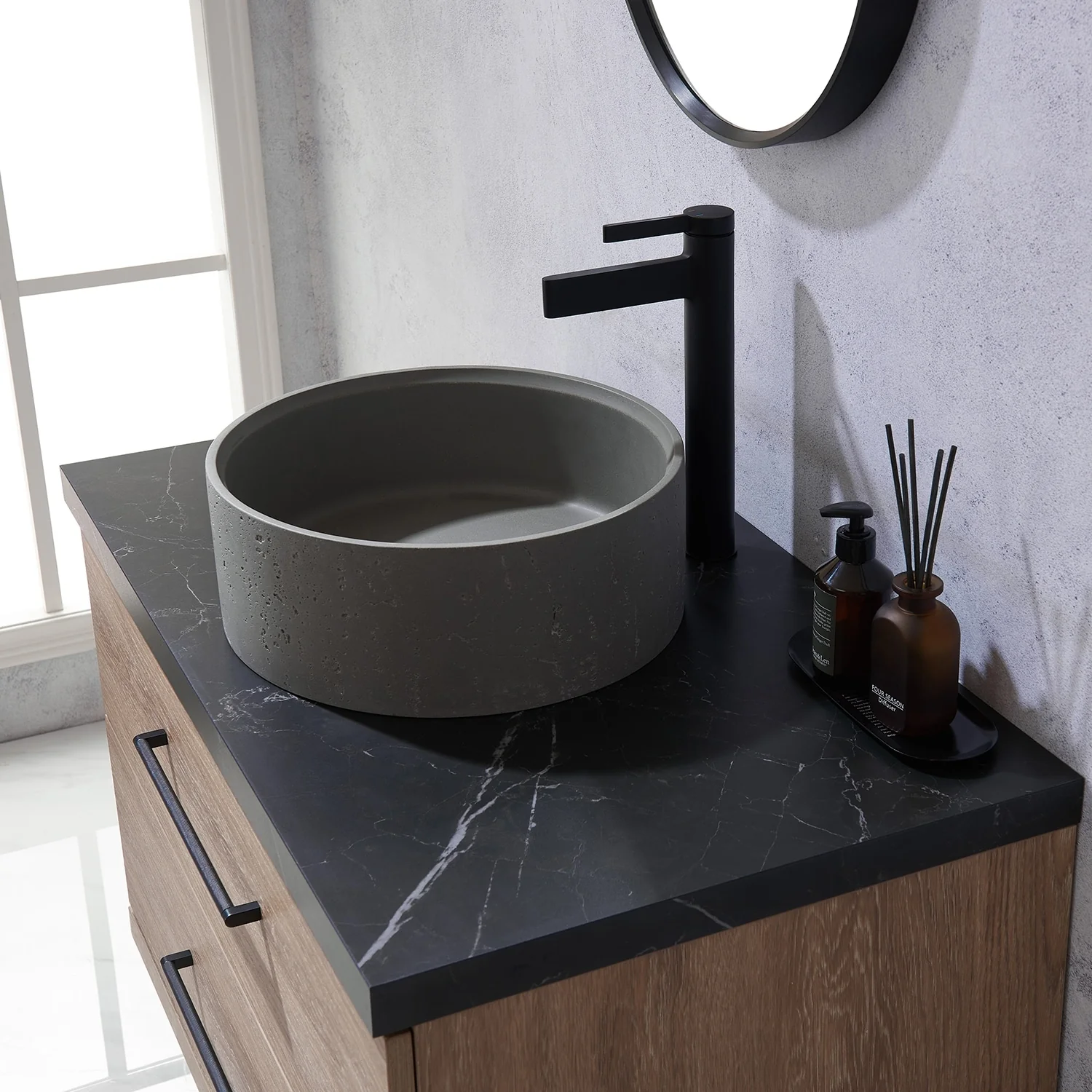 Trento Bath Vanity with Sintered Stone Top with Concrete Sink (R)